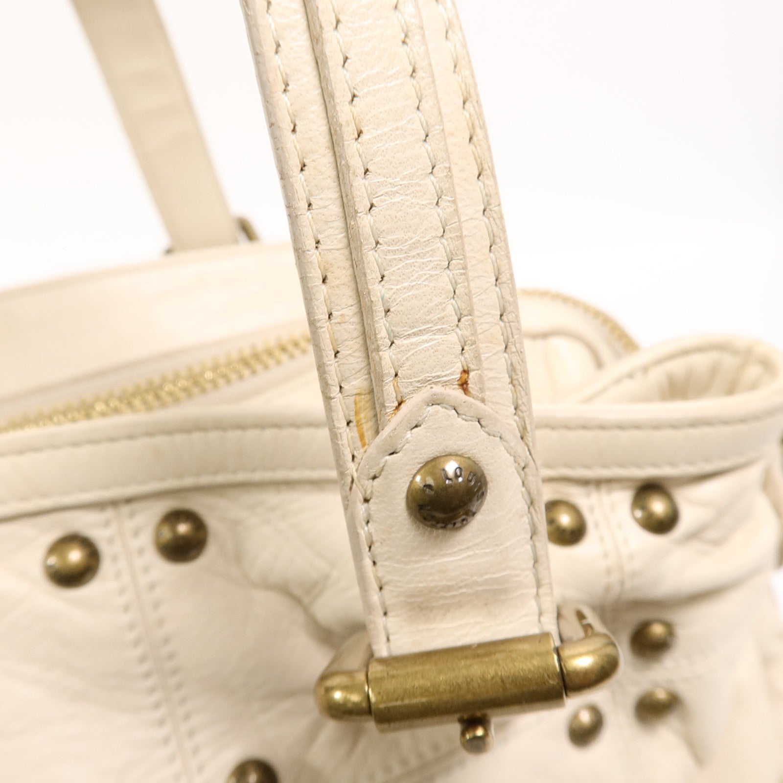 LOUIS VUITTON 羊皮皮革Riveting手挽袋