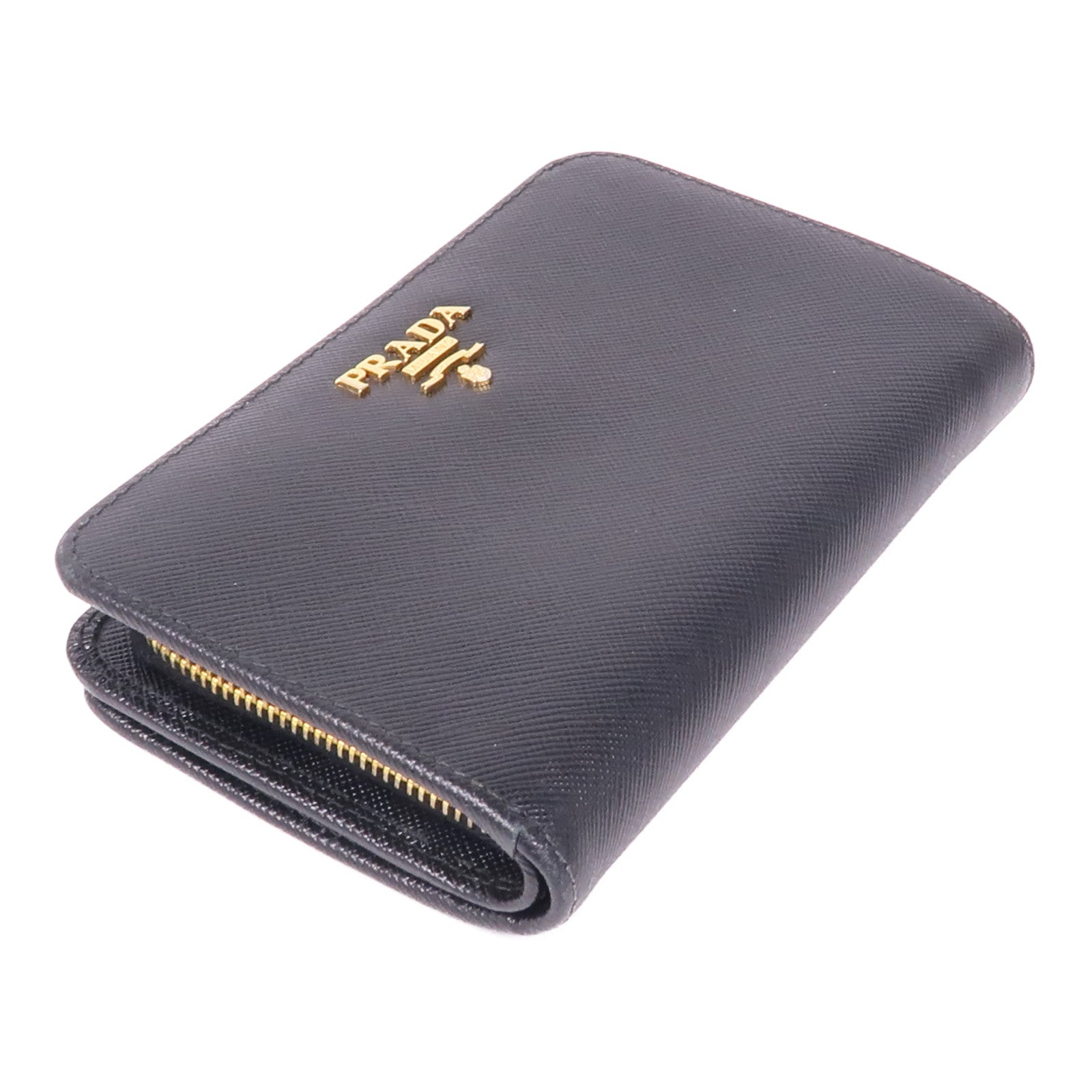 PRADA Saffiano皮革Wallet金扣錢包