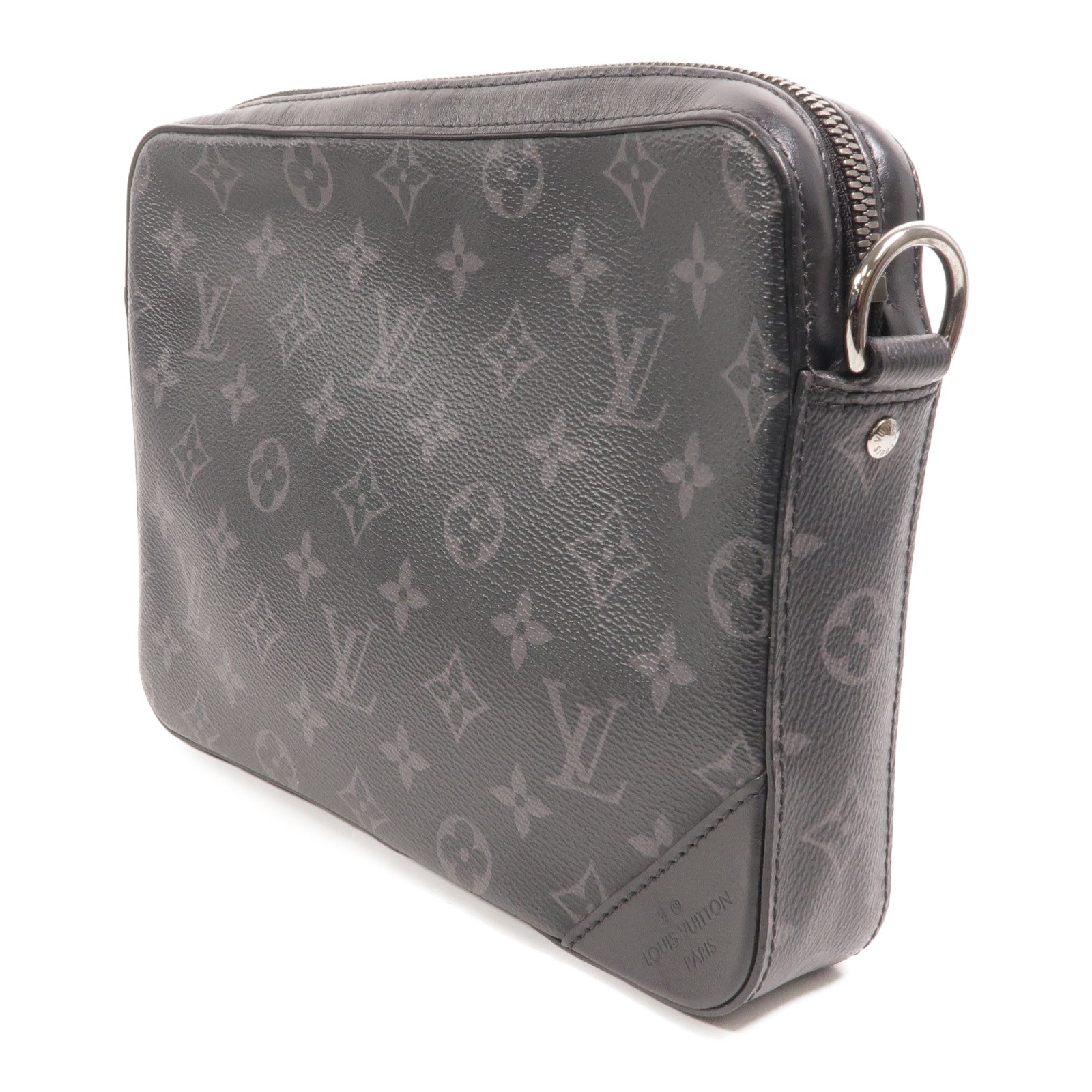 LOUIS VUITTON Monogram Eclipse Reverse Trio Messenger銀扣肩背袋