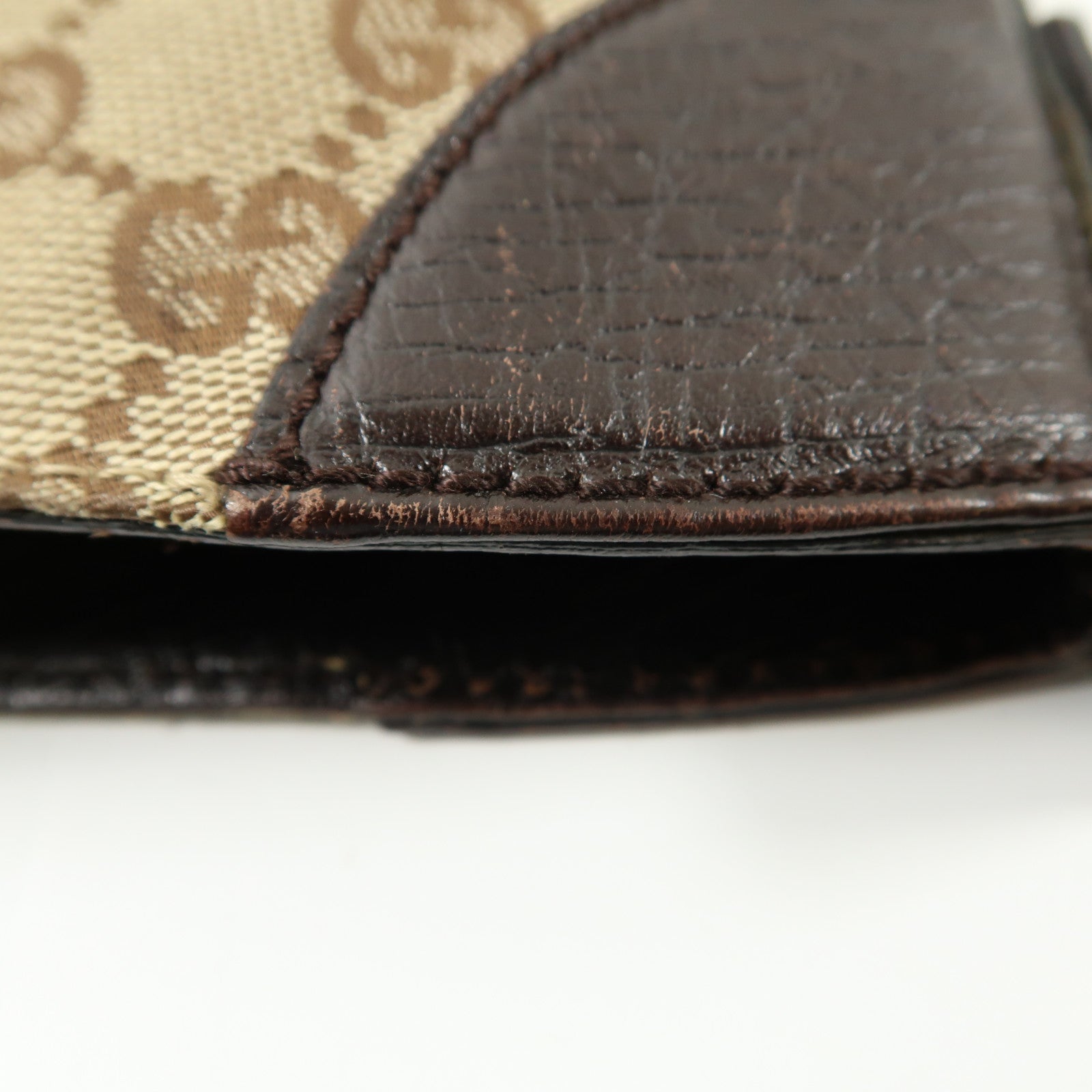 GUCCI 帆布Horsebit Bag金扣肩背袋啡色