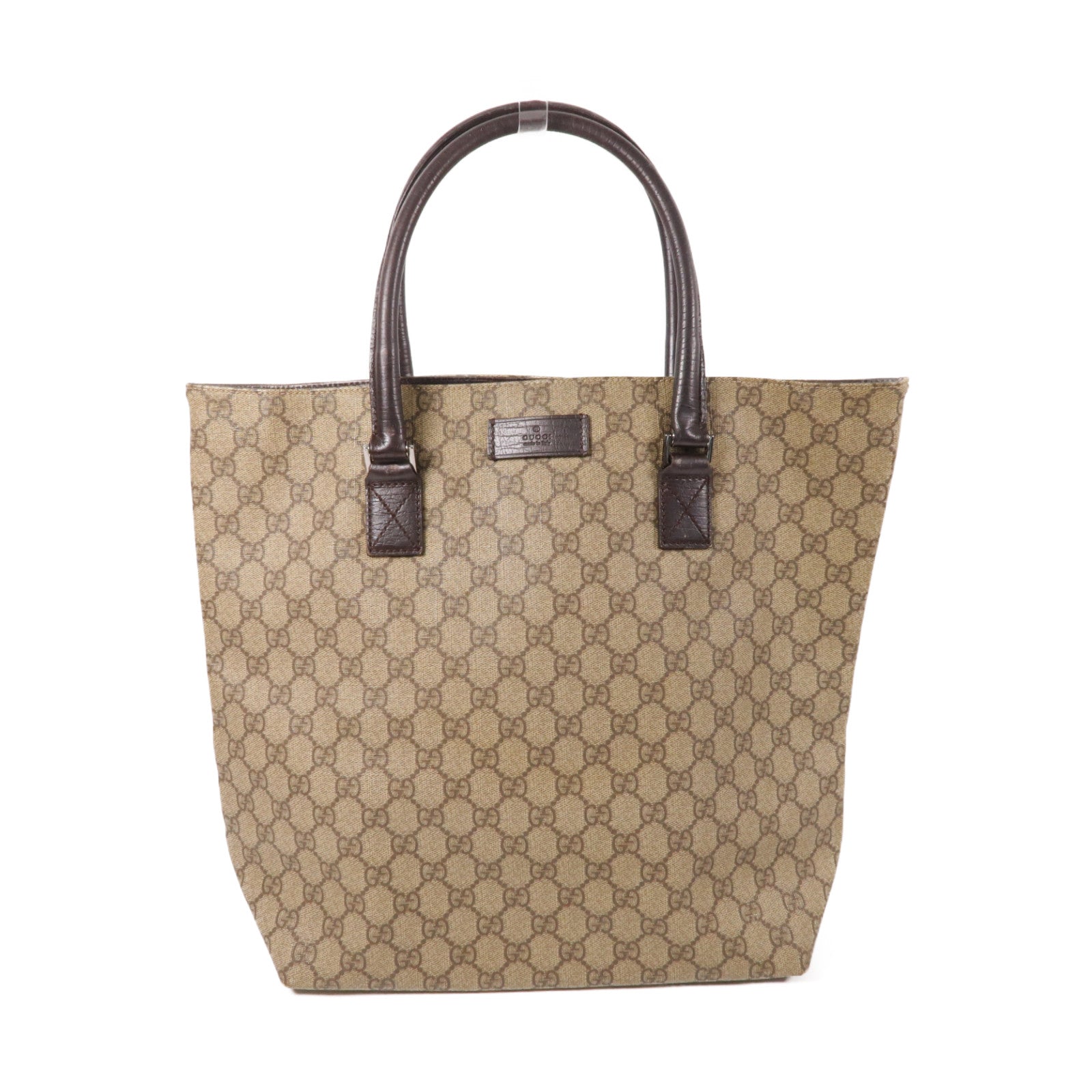 GUCCI 塗層帆布Hand Bag銀扣手挽袋啡色
