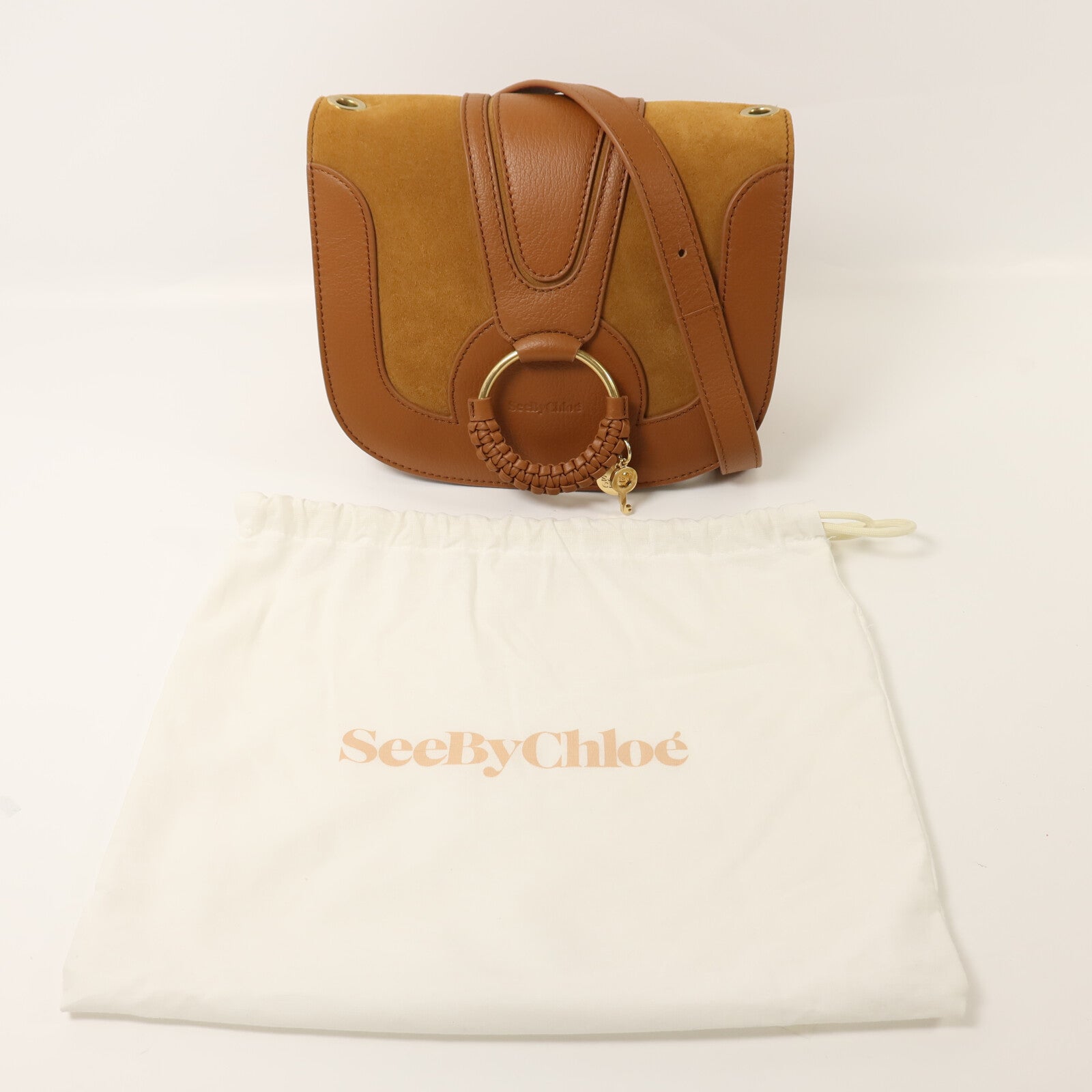 SEE BY CHLOE 牛皮皮革/麂皮皮革Shoulder Bag金扣肩背袋