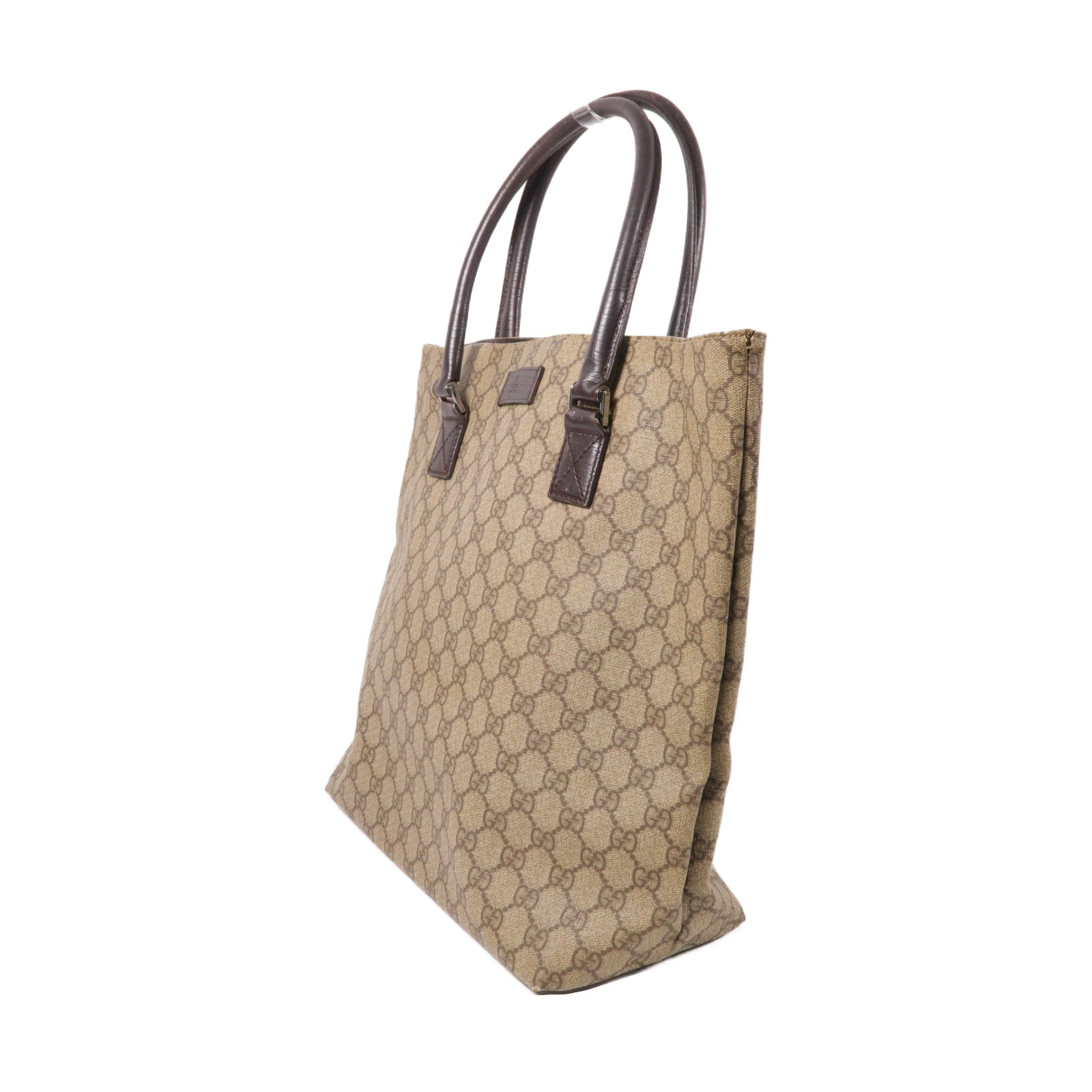 GUCCI 塗層帆布Hand Bag銀扣手挽袋啡色