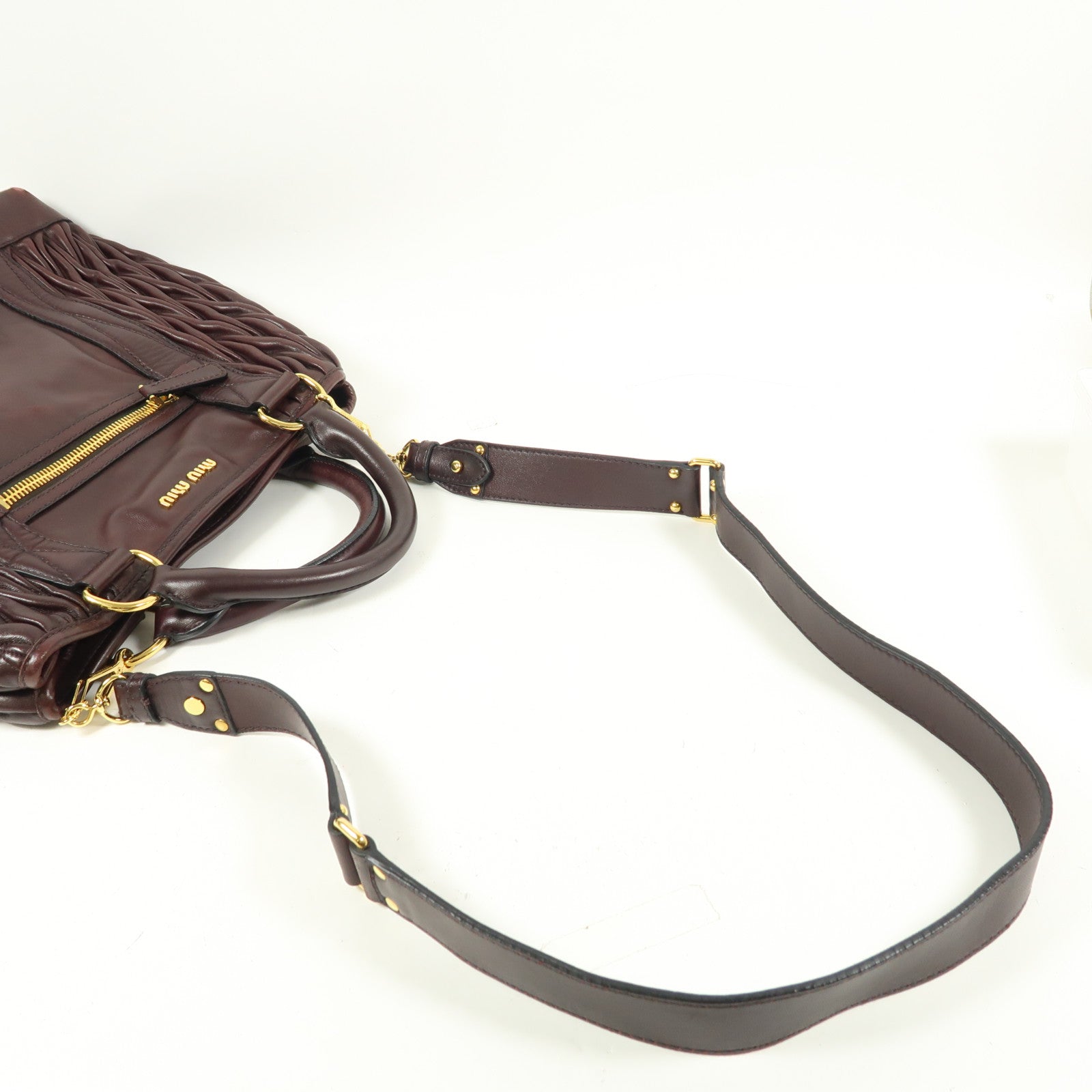 Miu Miu 羊皮皮革2 Way Shoulder金扣手挽肩背兩用袋