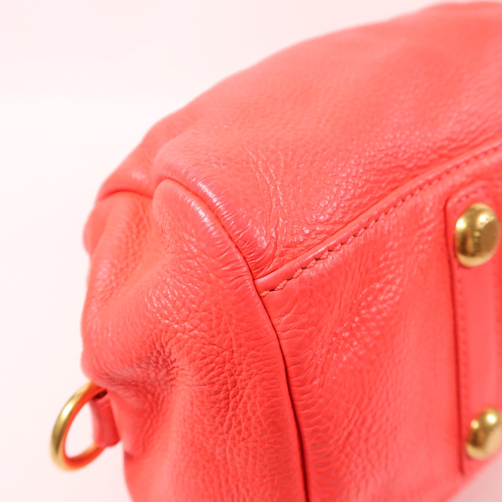 MARC JACOBS 牛皮皮革2 Way Shoulder金扣手挽肩背兩用袋熒光粉紅色