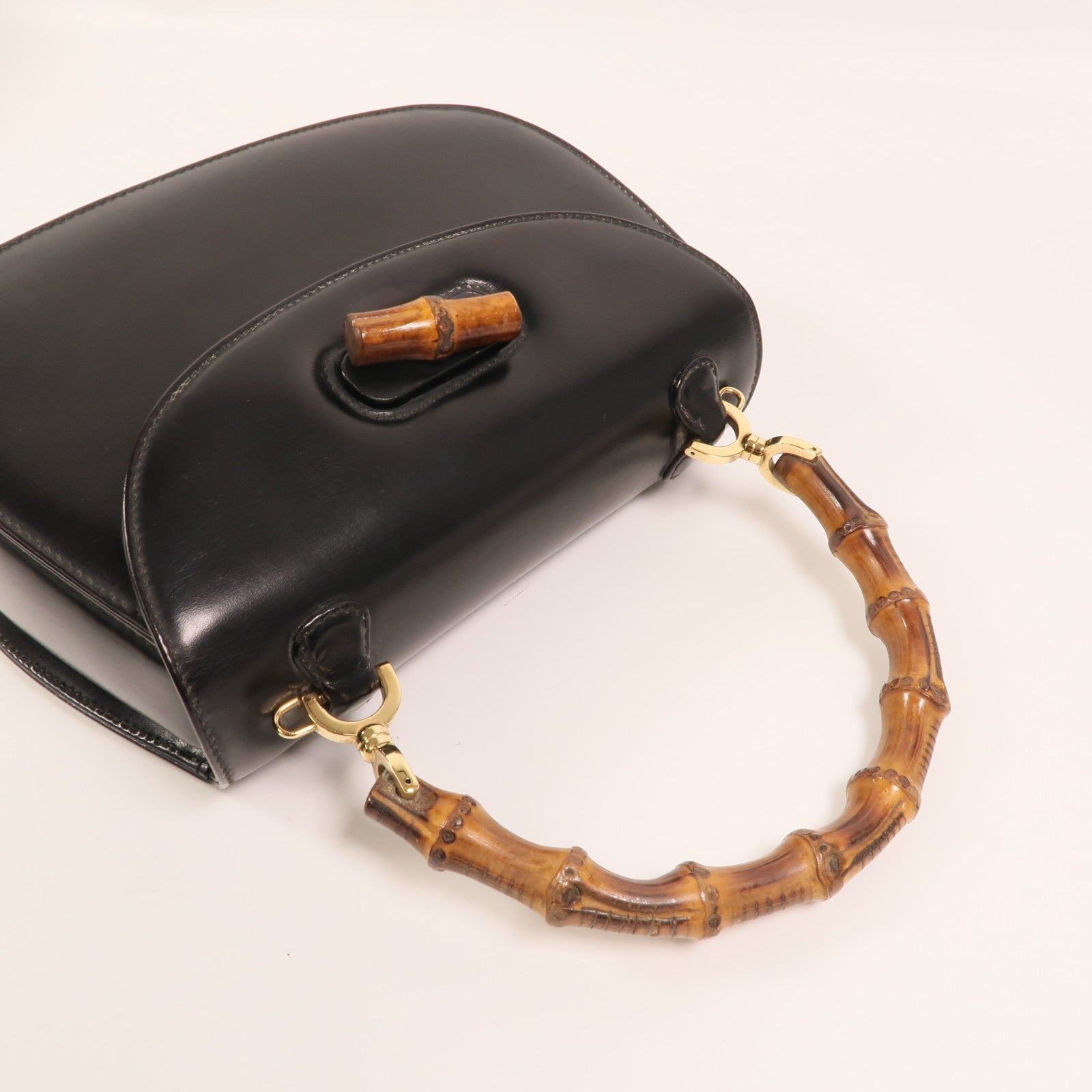 GUCCI 牛皮皮革Vintage Bamboo Bag金扣手挽肩背兩用袋