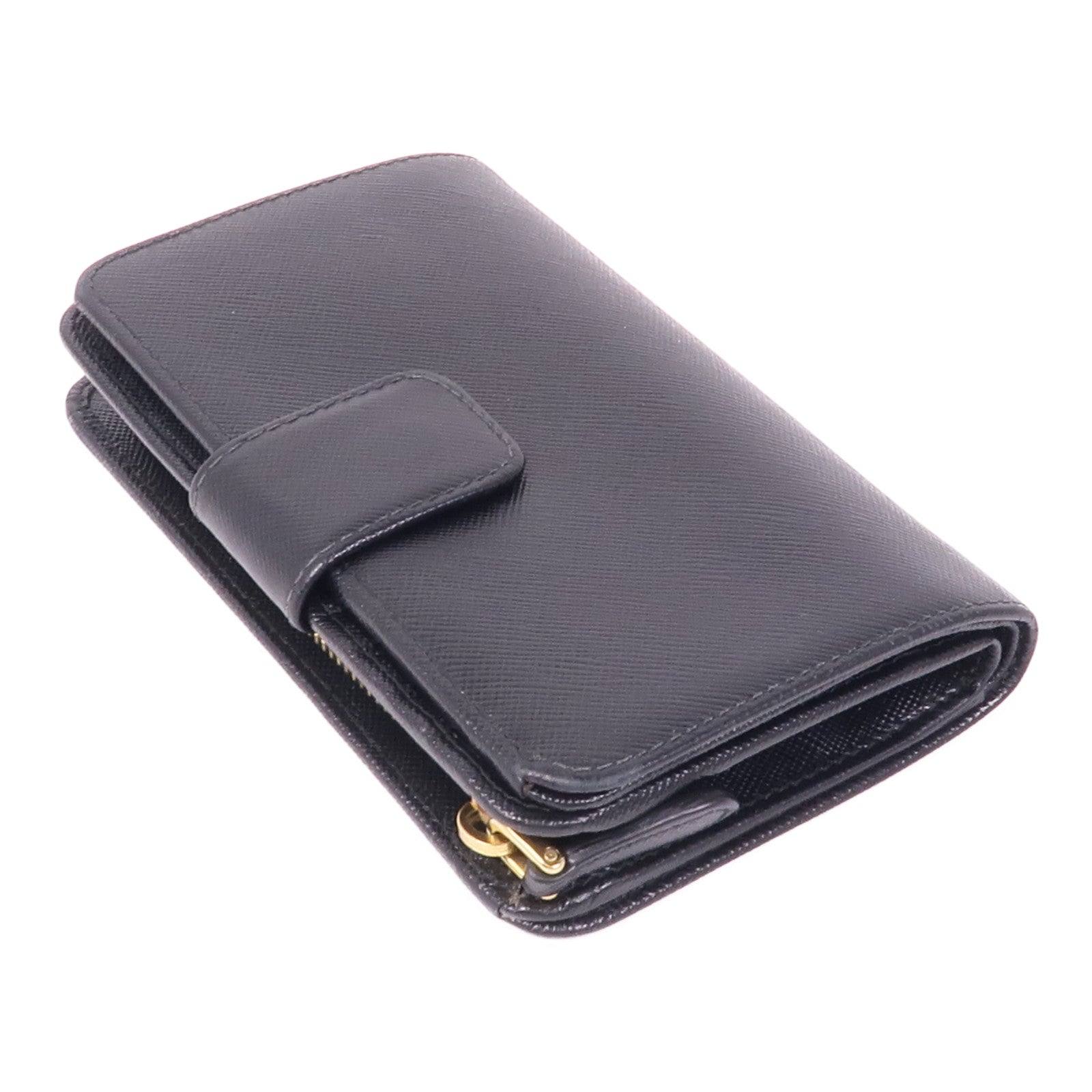 PRADA Saffiano皮革Wallet金扣錢包