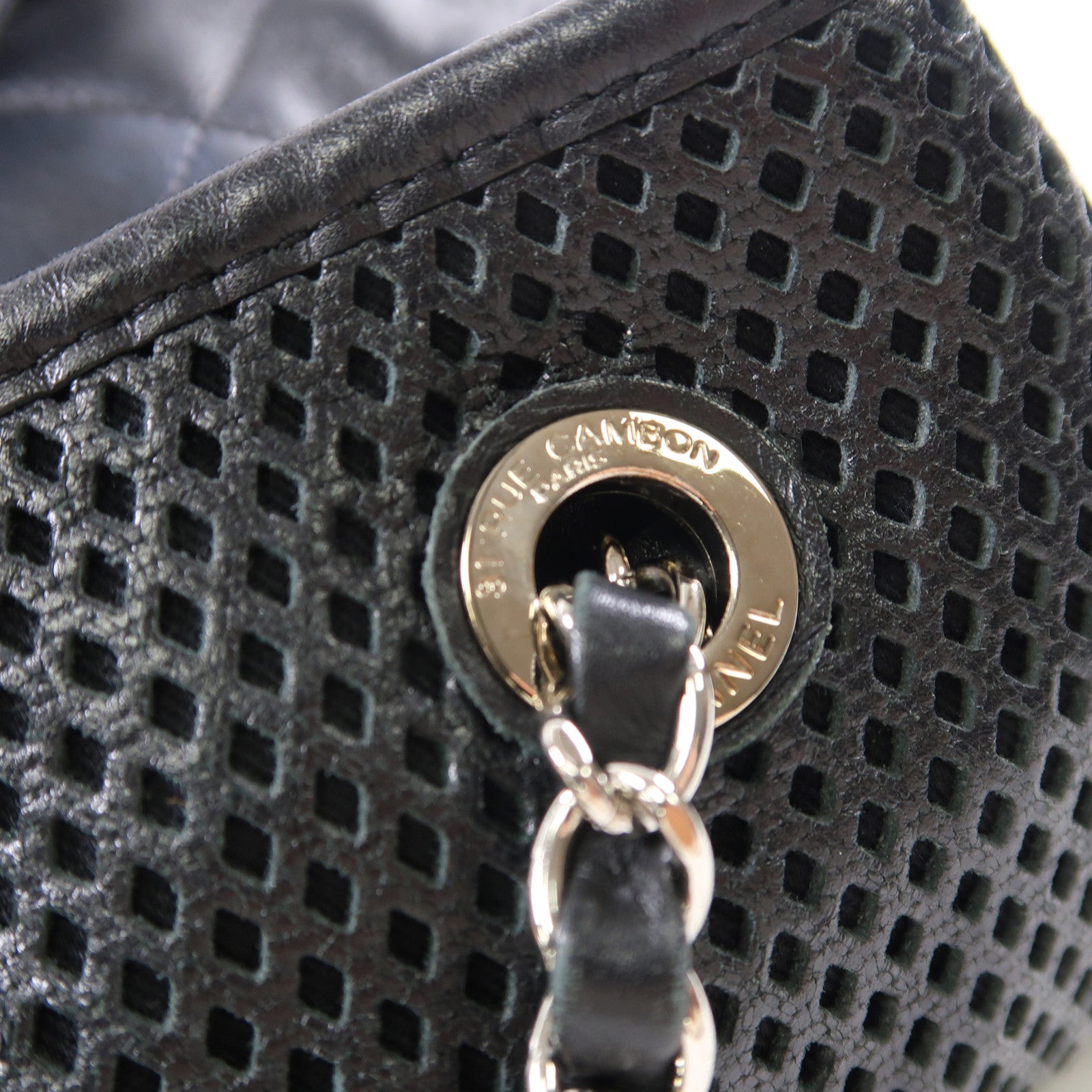 CHANEL 羊皮皮革Chain Shoulder Tote銀扣肩背袋/手挽袋黑色