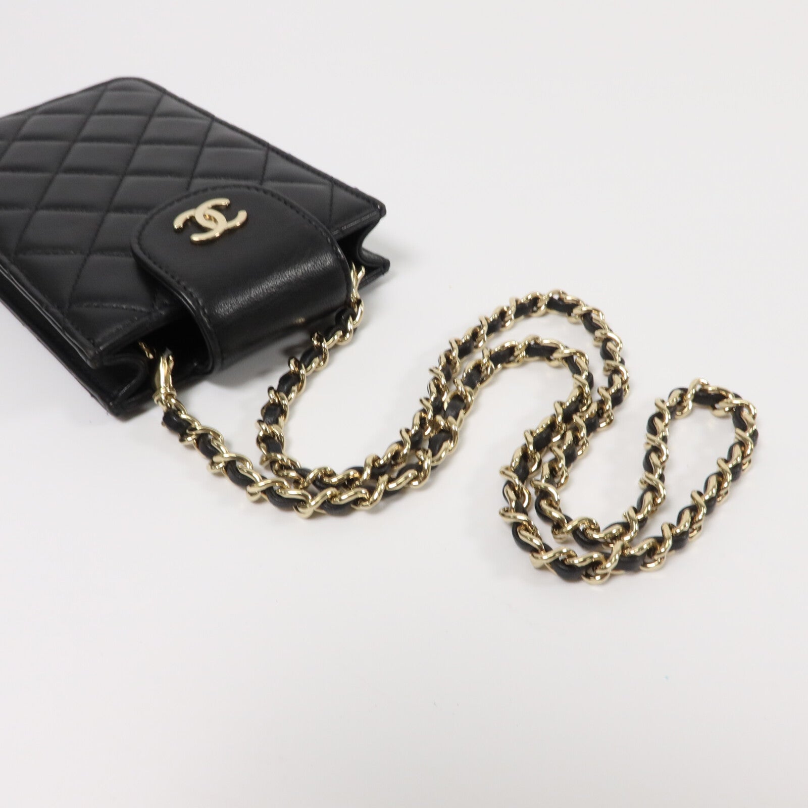 CHANEL 羊皮皮革Phone Holder Bag鏈帶肩背袋