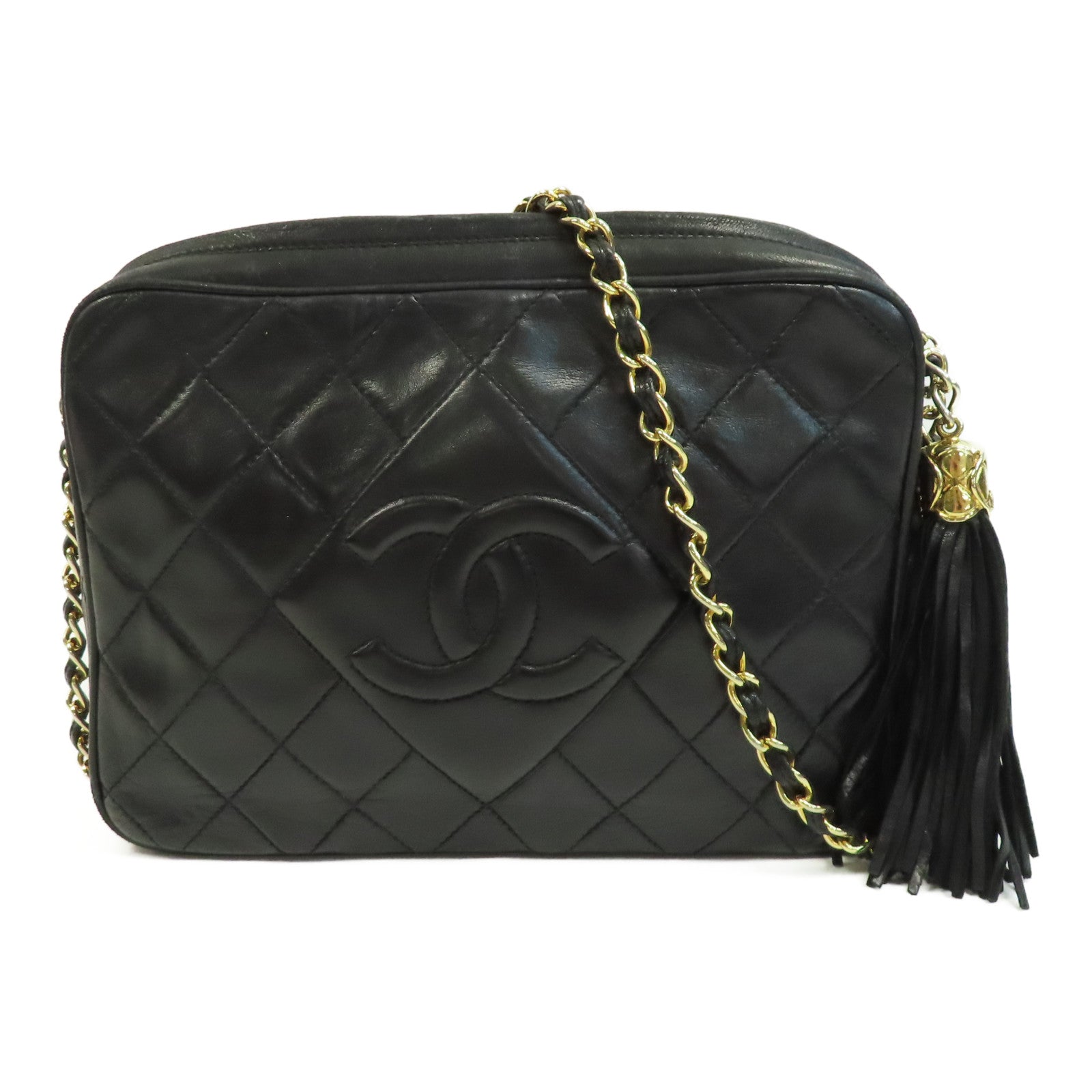 CHANEL 【激減優惠】菱格羊皮皮革Chain Shoulder金扣鏈帶肩背袋黑色