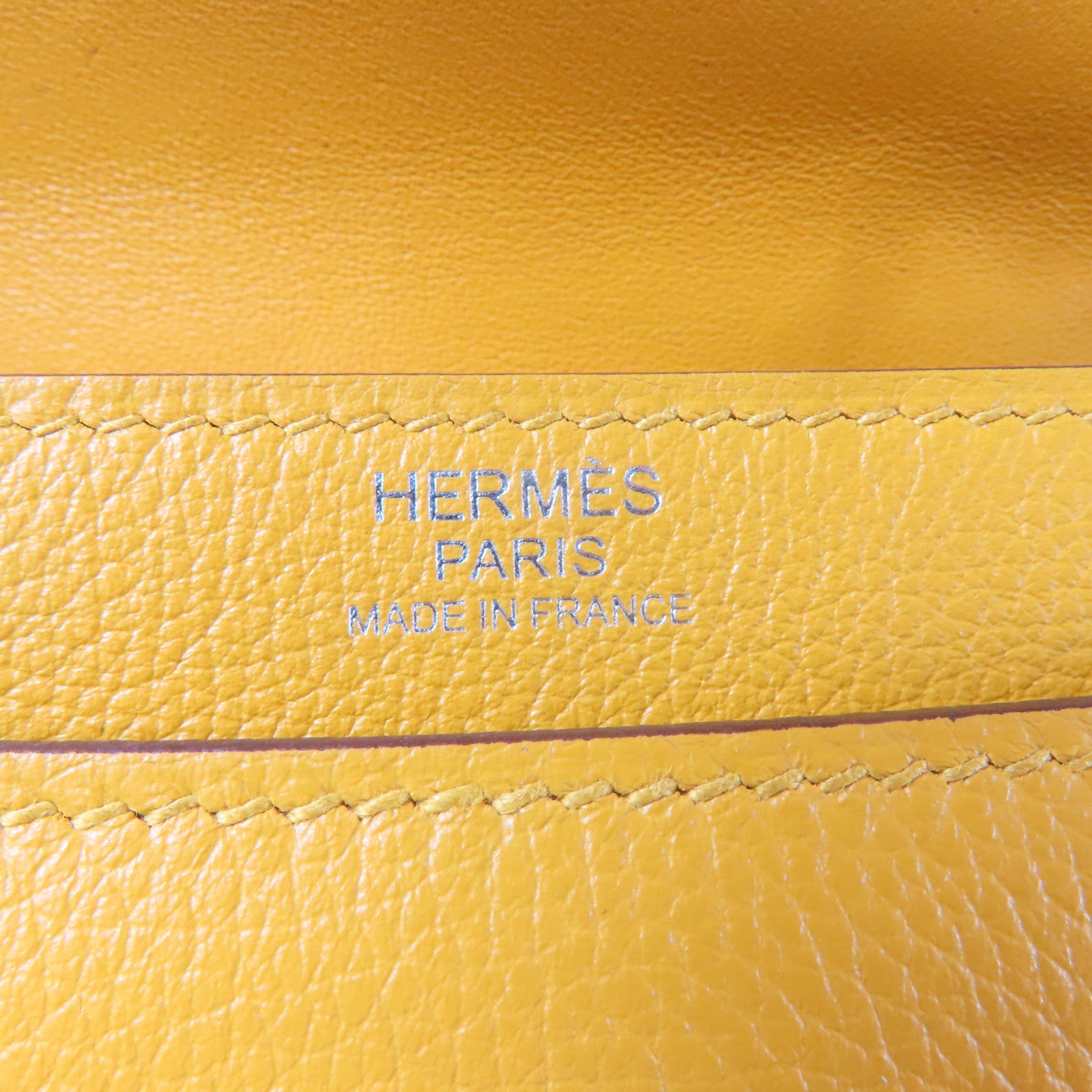 HERMES 【激減優惠】Evercolor皮革2002銀扣肩背袋黃色