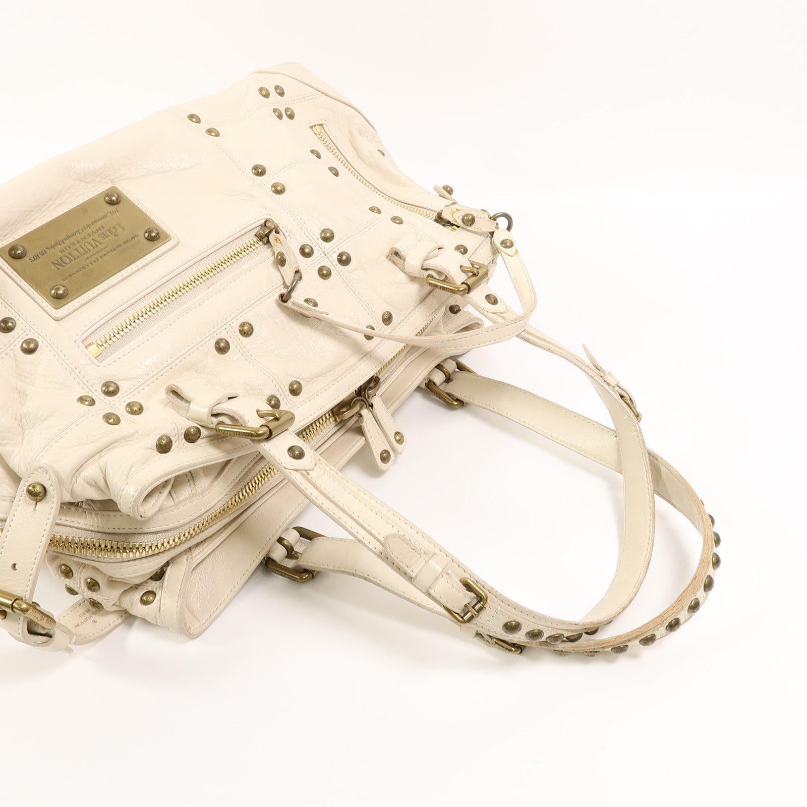 LOUIS VUITTON 羊皮皮革Riveting手挽袋