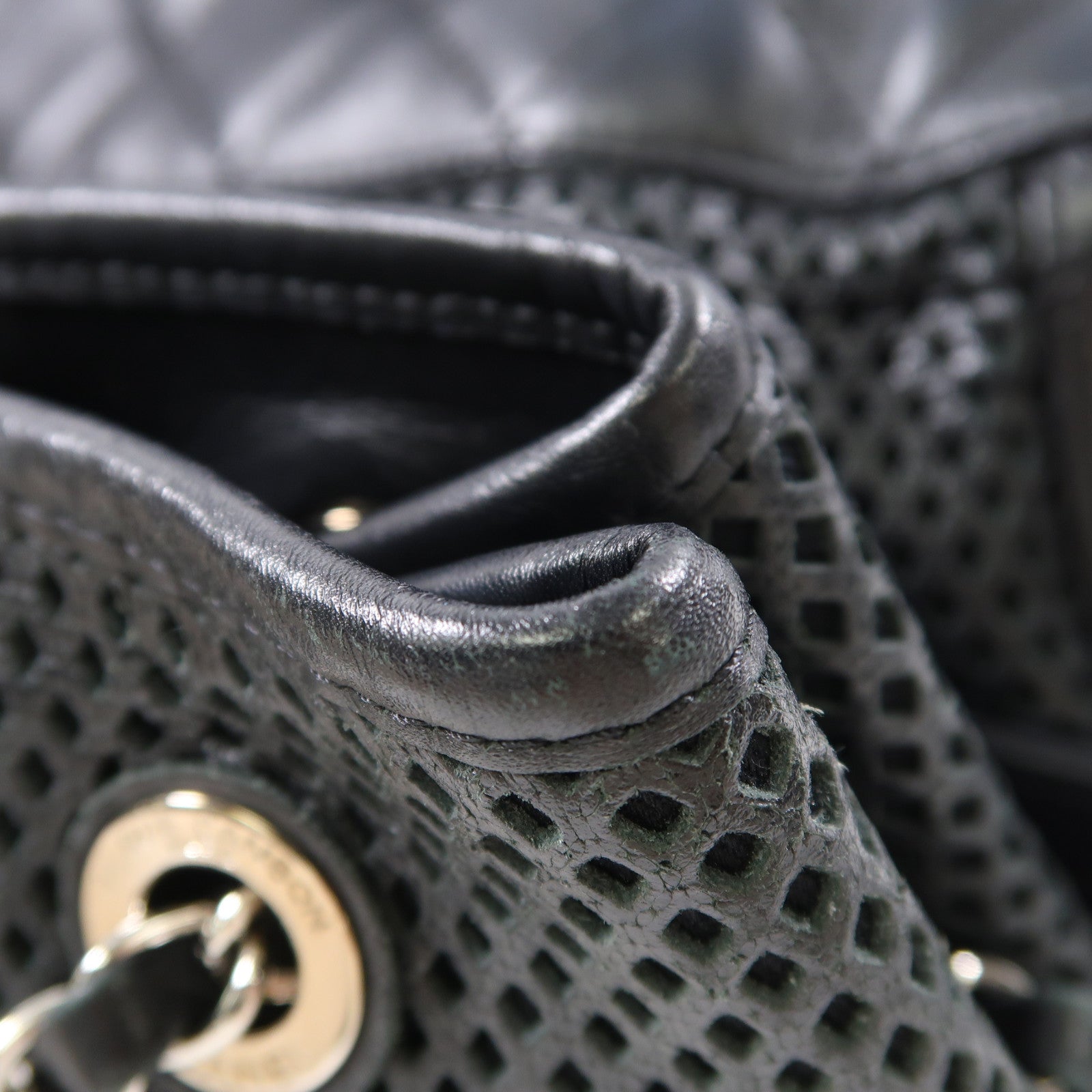 CHANEL 羊皮皮革Chain Shoulder Tote銀扣肩背袋/手挽袋黑色