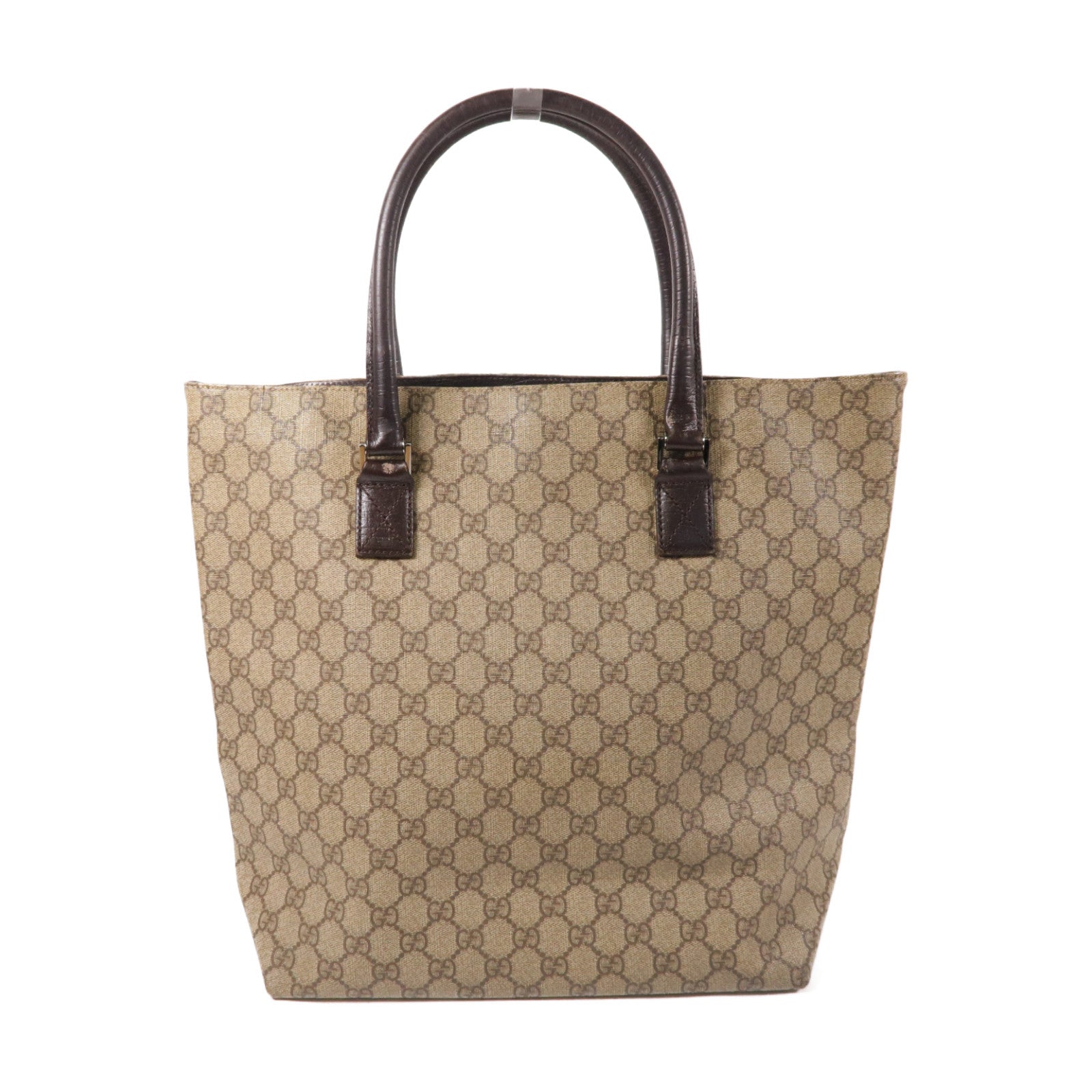 GUCCI 塗層帆布Hand Bag銀扣手挽袋啡色