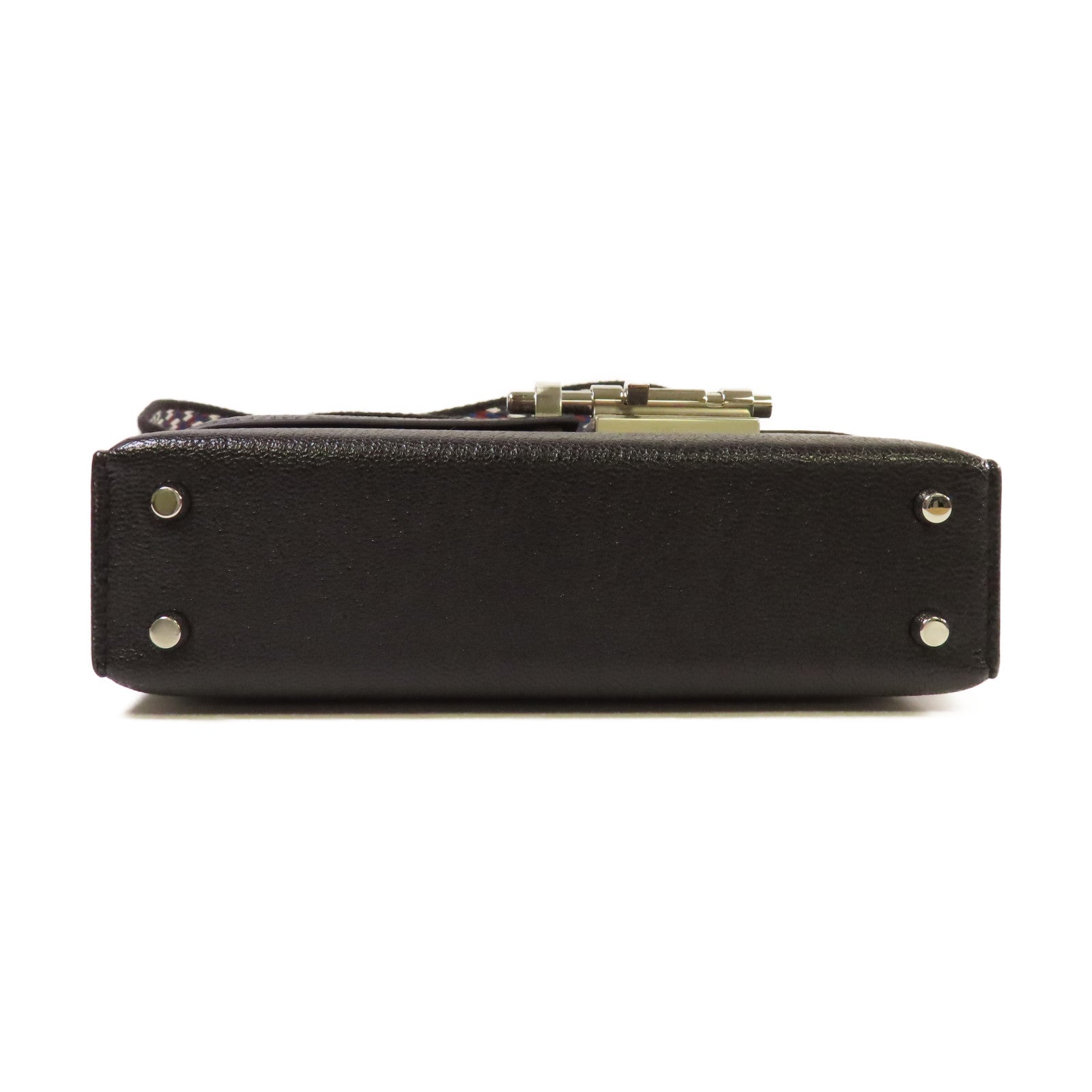 HERMES Chevre皮革Mini Verrou One Shoulder Bag銀扣肩背袋89 Noir黑色