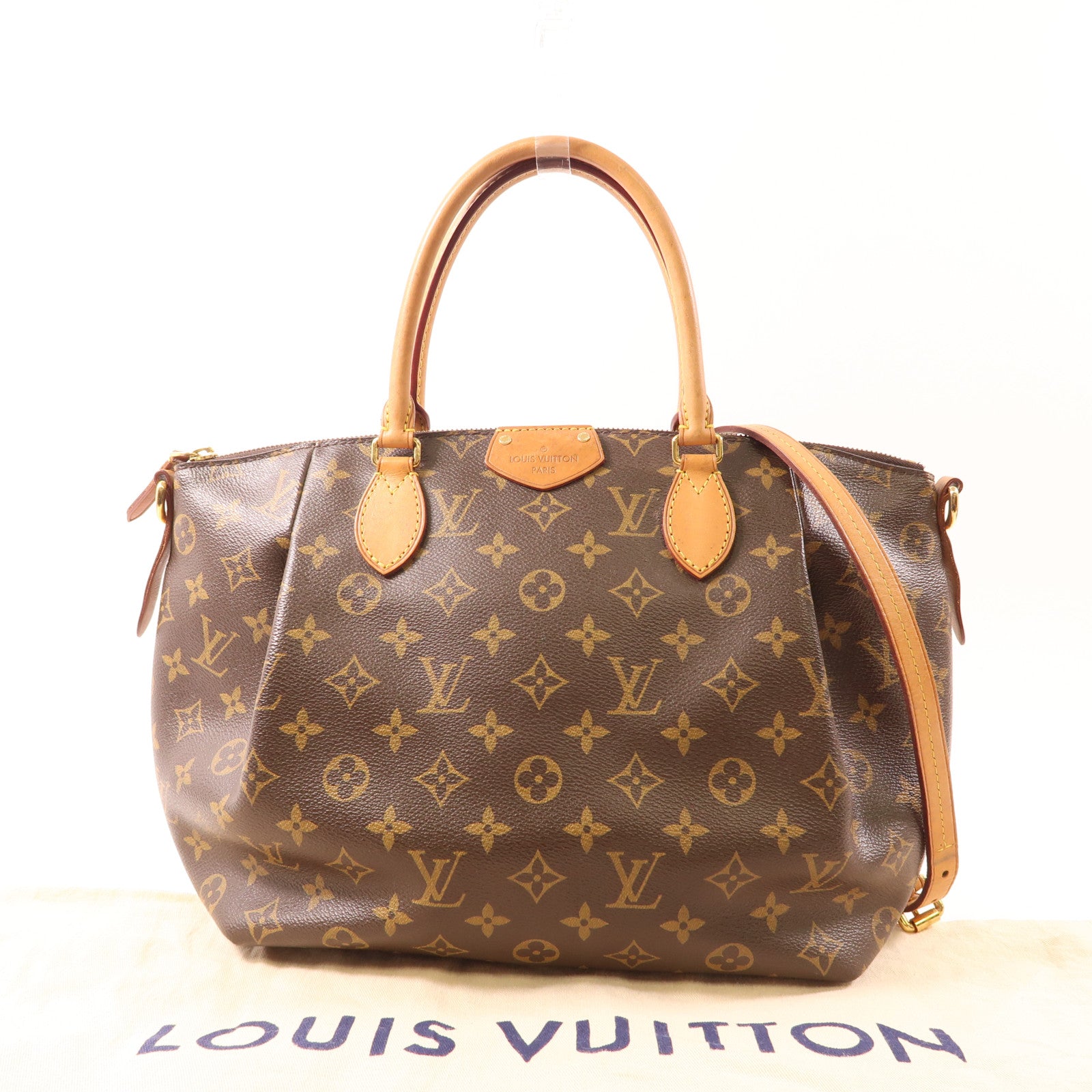 LOUIS VUITTON Monogram Turenne MM金扣手挽肩背兩用袋棕色
