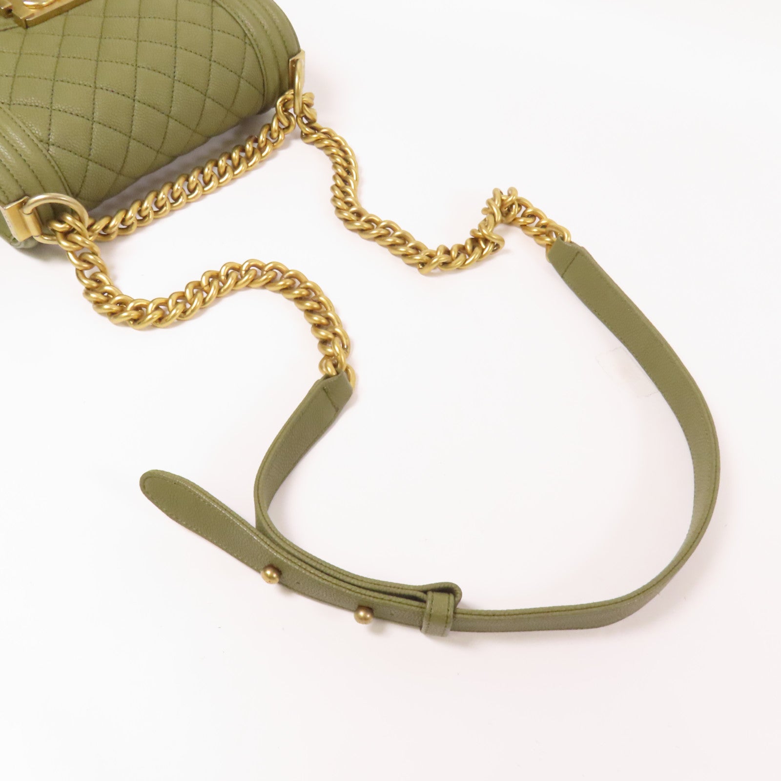 CHANEL 牛皮皮革Boy 20金扣鏈帶肩背袋