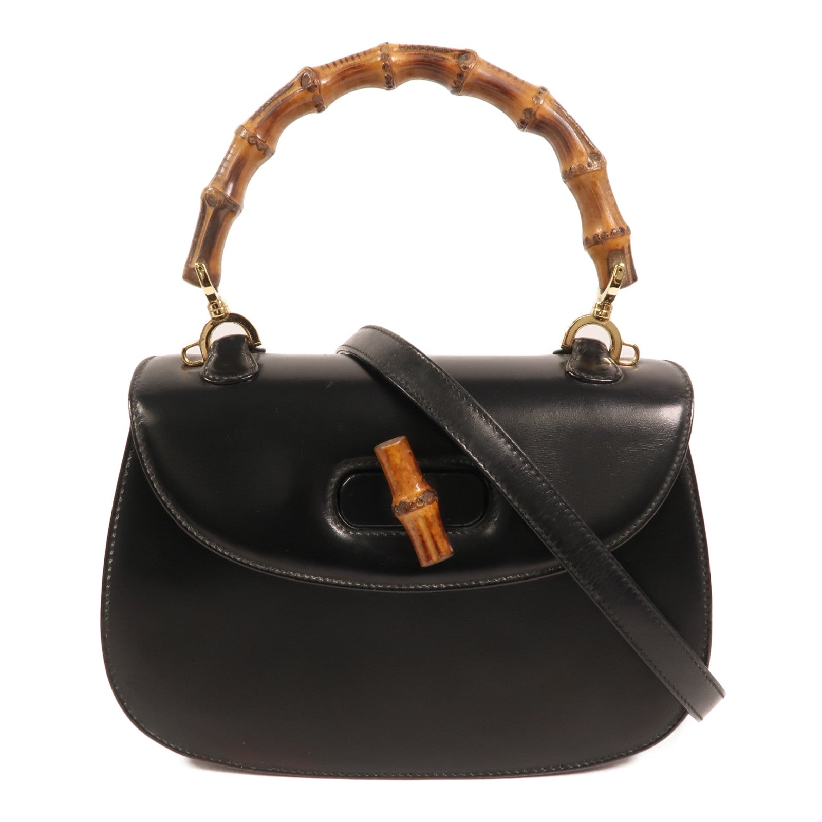GUCCI 牛皮皮革Vintage Bamboo Bag金扣手挽肩背兩用袋