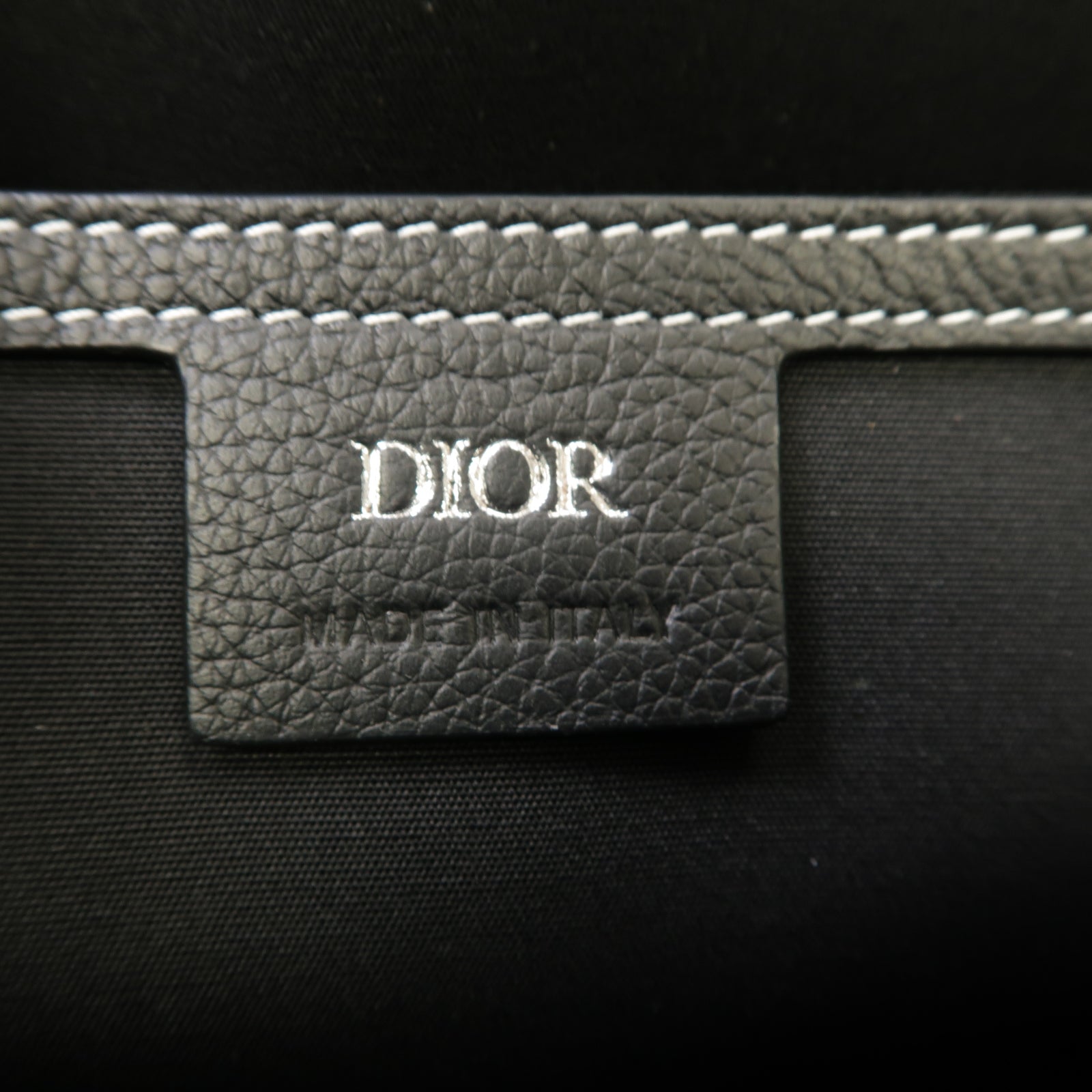 Dior 牛皮皮革Saddle A4 Pouch銀扣手拿包黑色