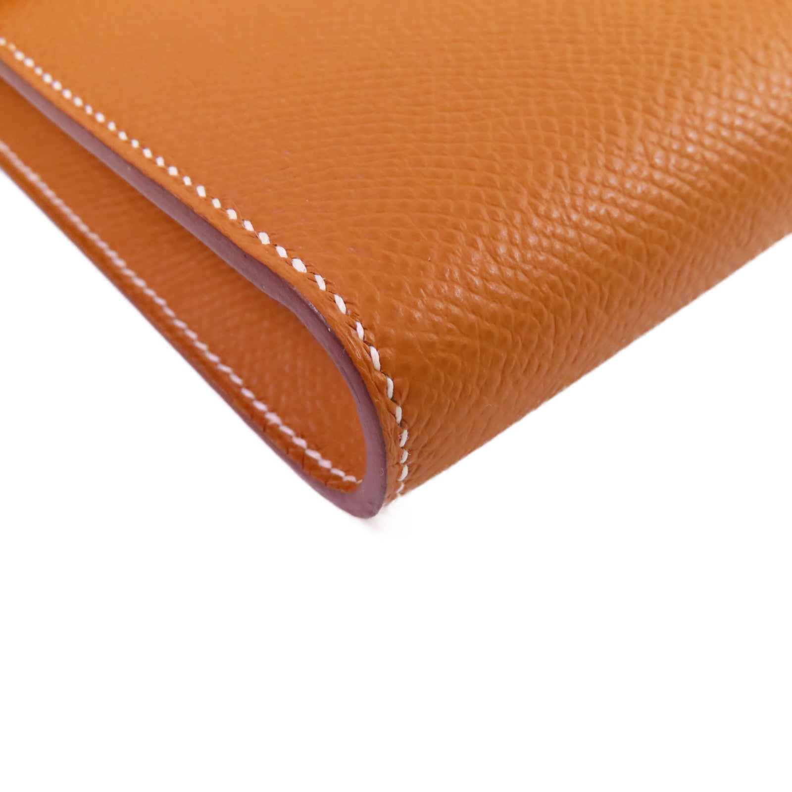 HERMES Epsom皮革Clic 16 Shoulder Bag銀扣肩背袋Gold金棕色