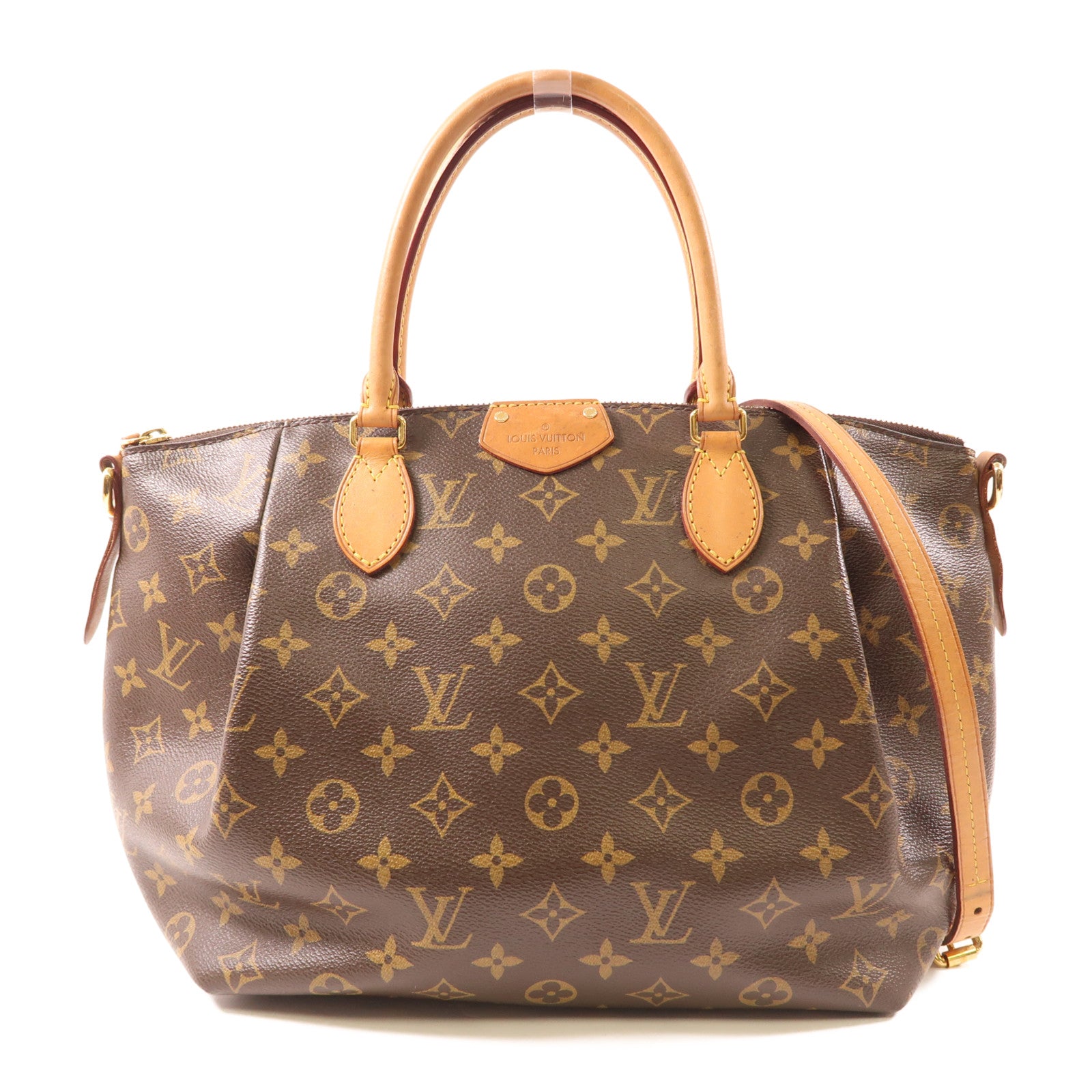 LOUIS VUITTON Monogram Turenne MM金扣手挽肩背兩用袋棕色