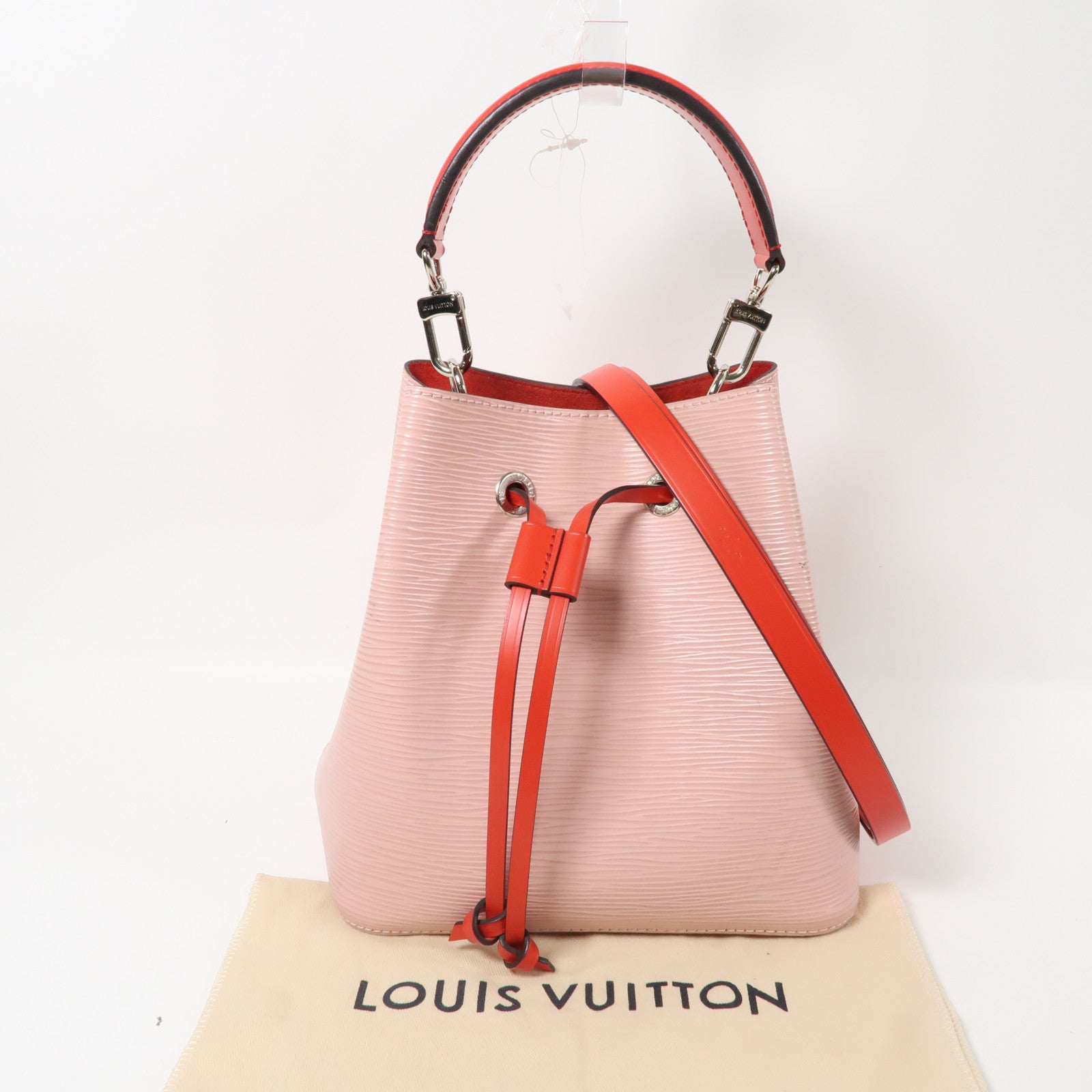 LOUIS VUITTON Epi Neo Noe BB銀扣手挽肩背兩用袋粉紅色/紅色