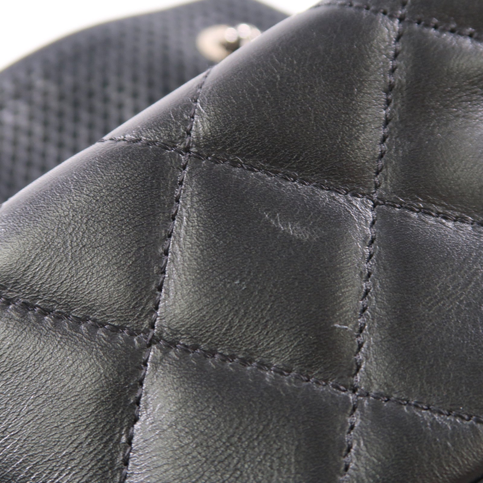 CHANEL 羊皮皮革Chain Shoulder Tote銀扣肩背袋/手挽袋黑色