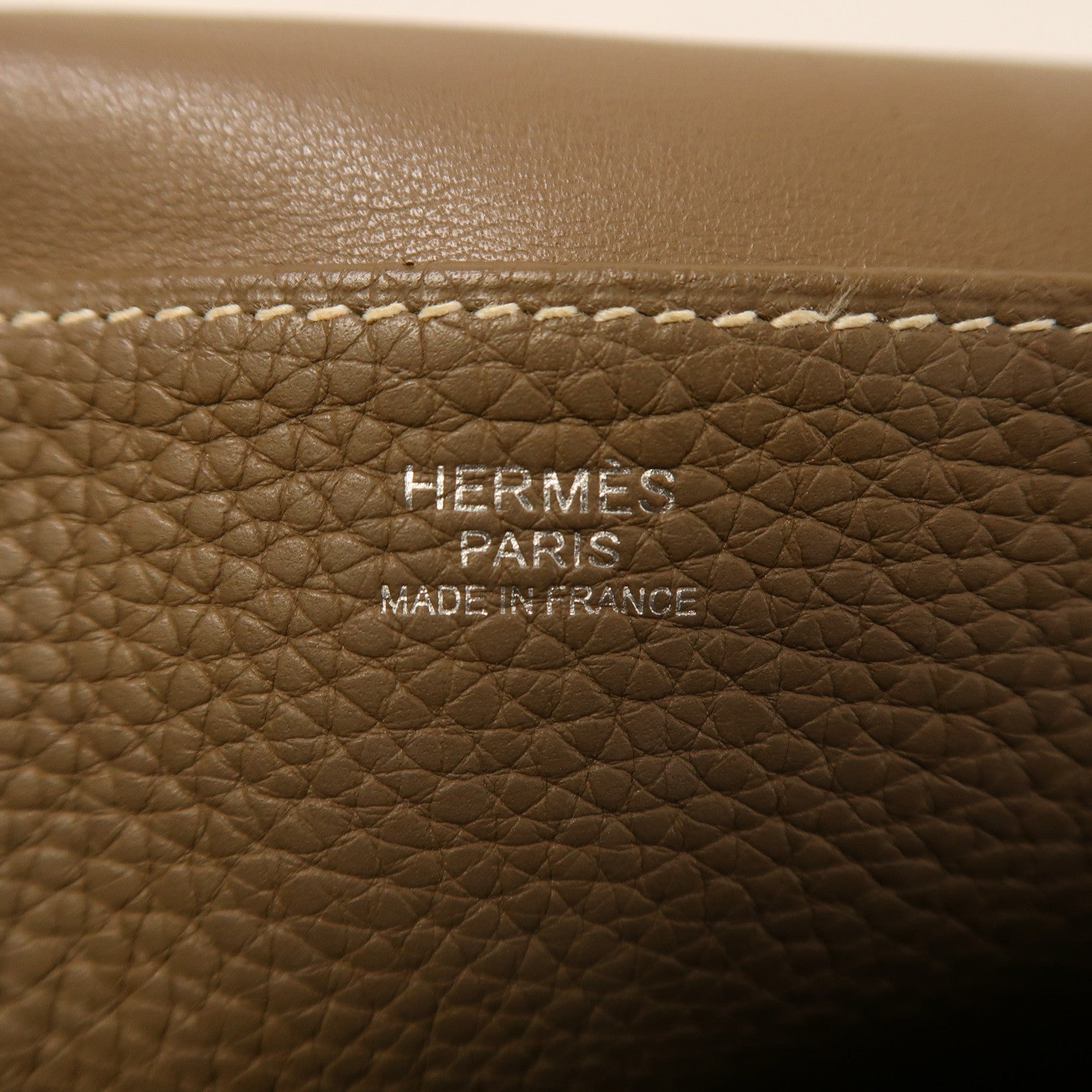 HERMES Clemence皮革Halzan 25銀扣肩背袋大象灰色