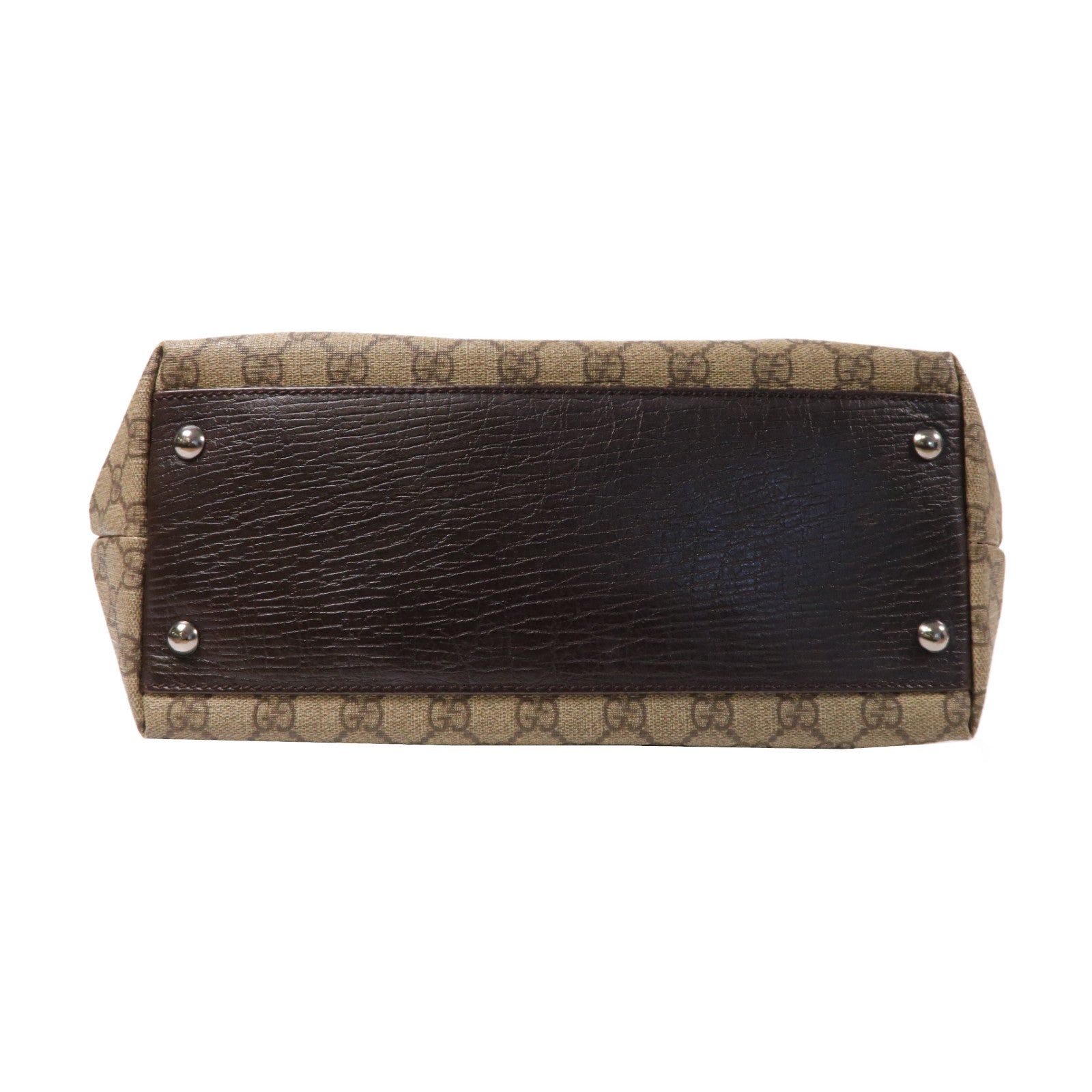 GUCCI 塗層帆布Hand Bag銀扣手挽袋啡色