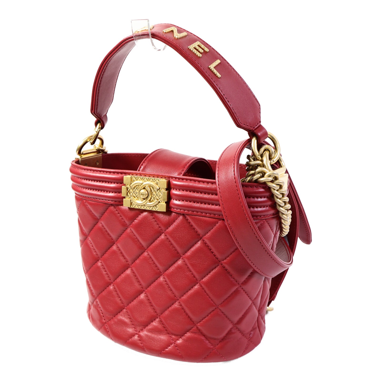 CHANEL 羊皮皮革Bucket Bag鏈帶手挽肩背兩用袋
