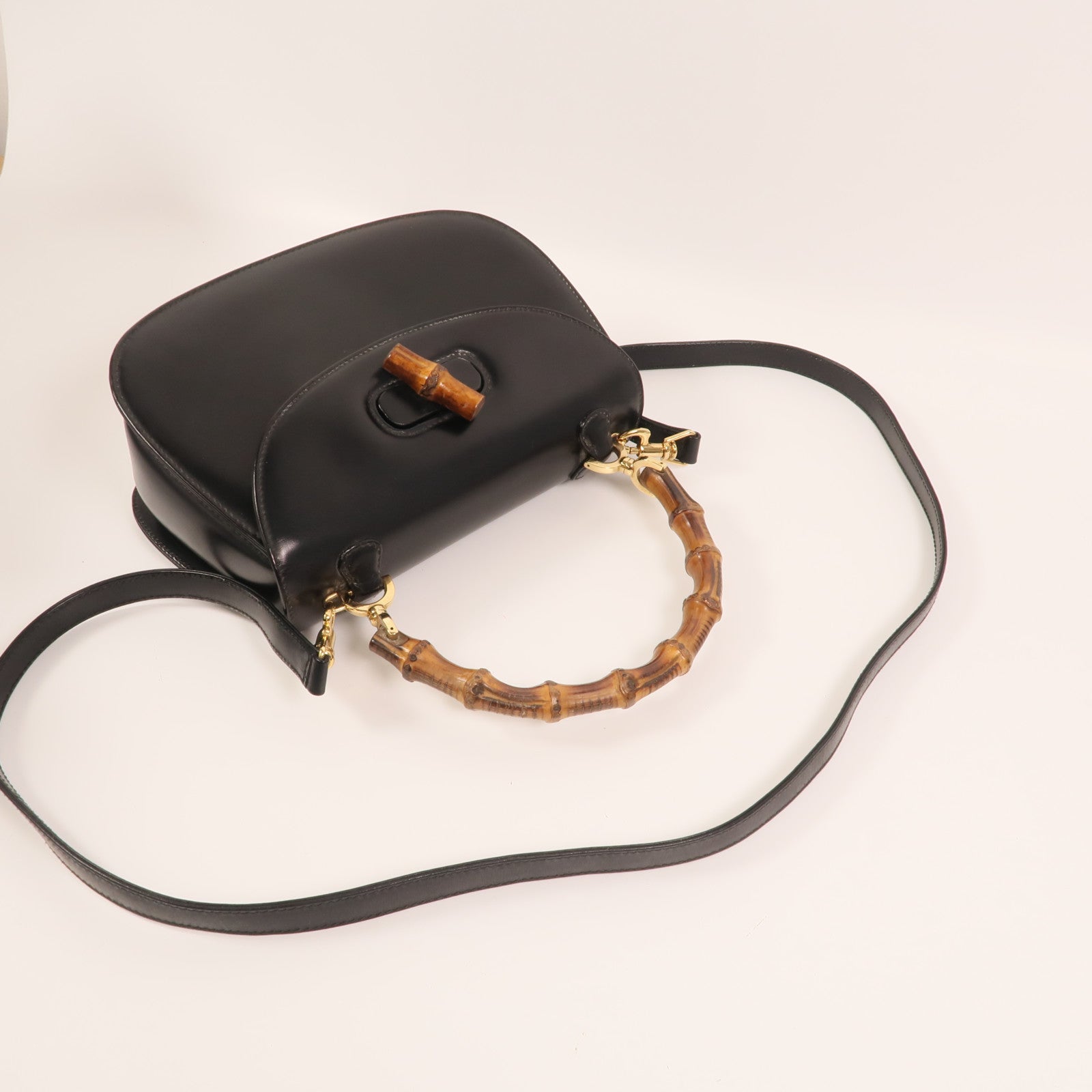 GUCCI 牛皮皮革Vintage Bamboo Bag金扣手挽肩背兩用袋