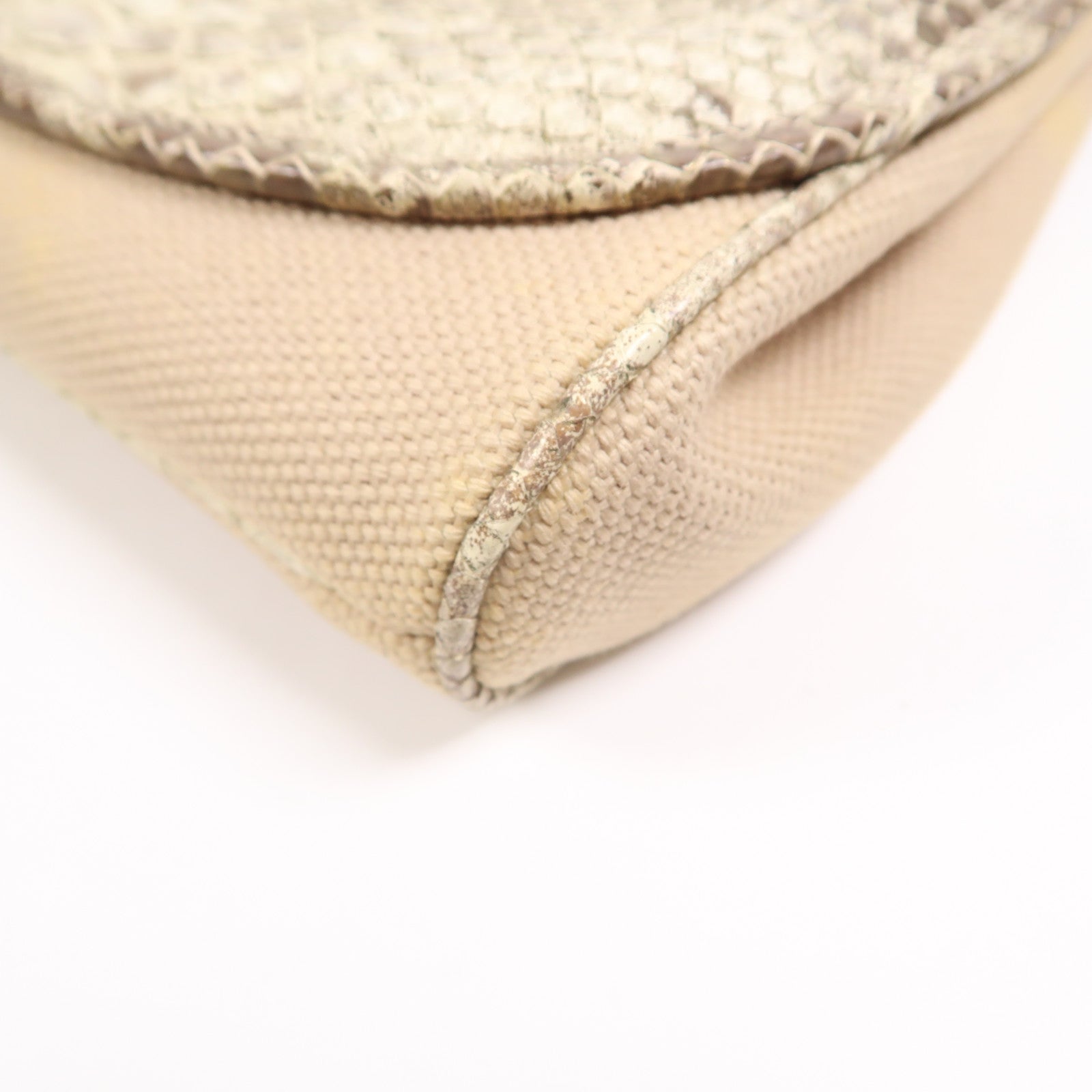 CHANEL 【激減優惠】蛇皮皮革/帆布Shoulder Bag銀扣肩背袋