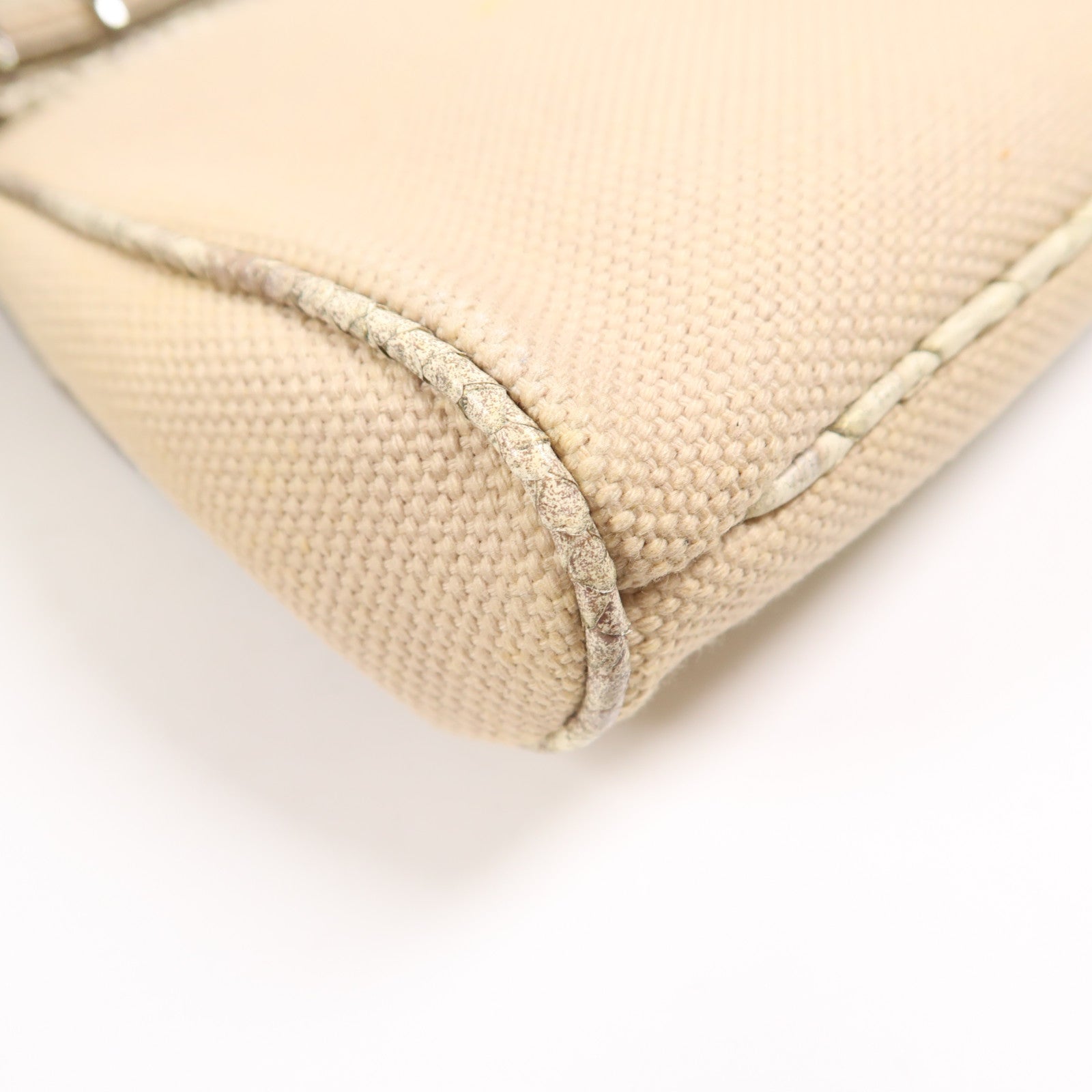 CHANEL 蛇皮皮革/帆布Shoulder Bag銀扣肩背袋