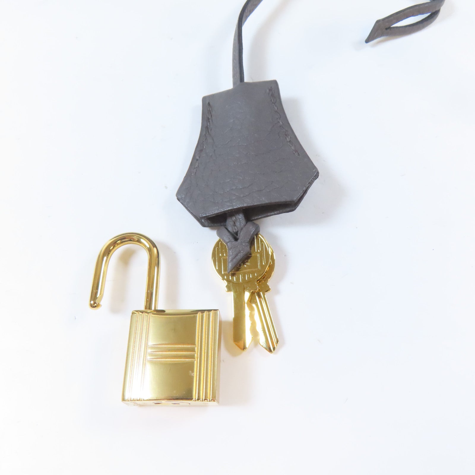 HERMES Clemence皮革Kelly28金扣手挽肩背兩用袋Etain/灰色