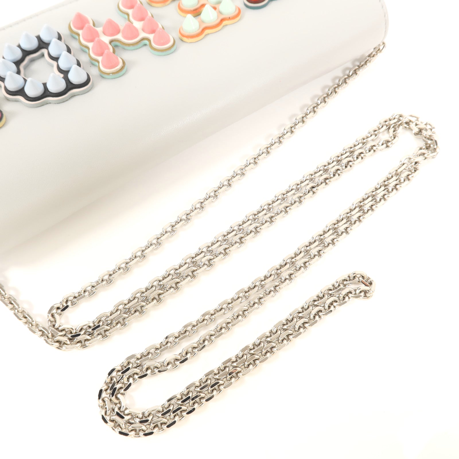 FENDI 牛皮皮革Wallet On Chain銀扣鏈帶肩背袋