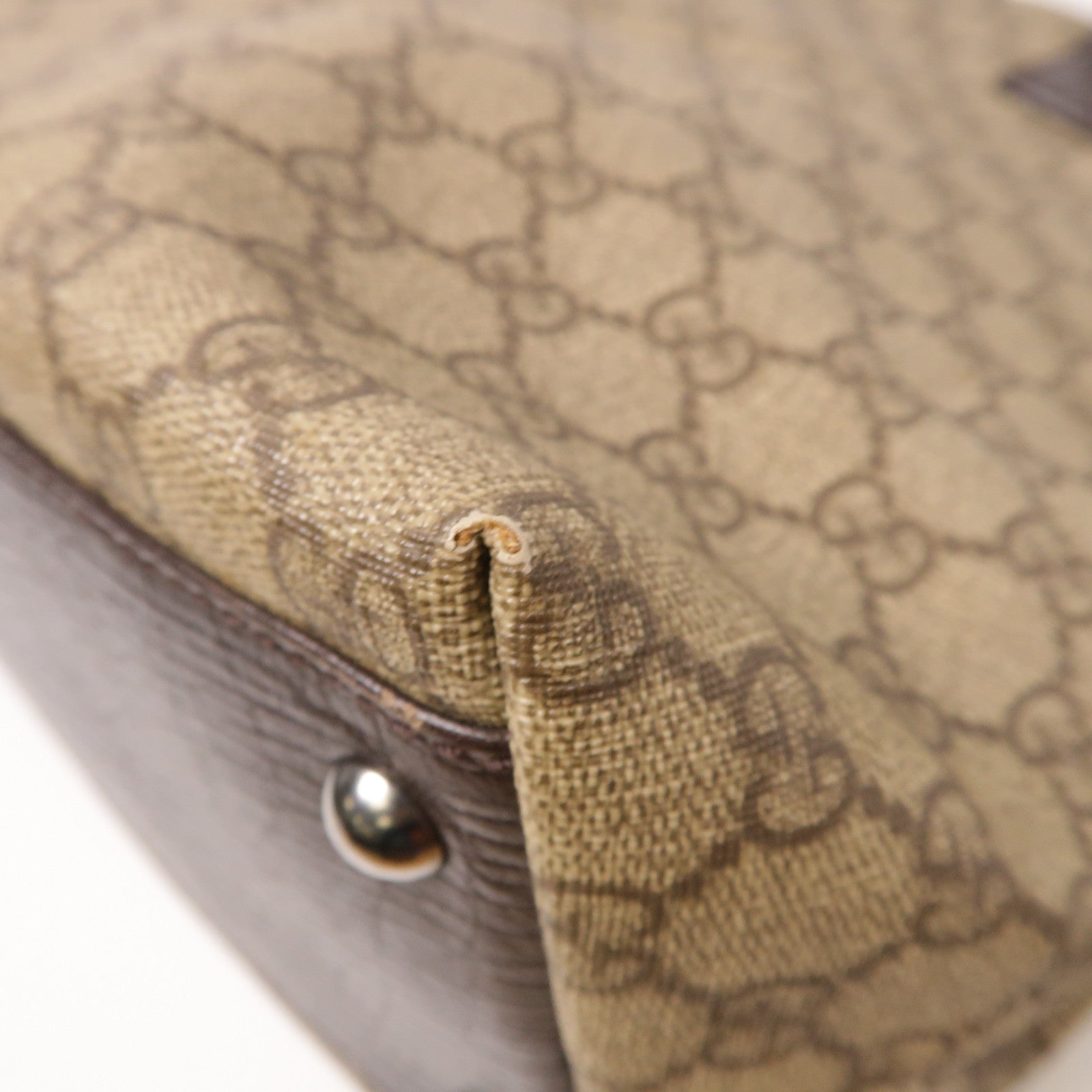 GUCCI 塗層帆布Hand Bag銀扣手挽袋啡色