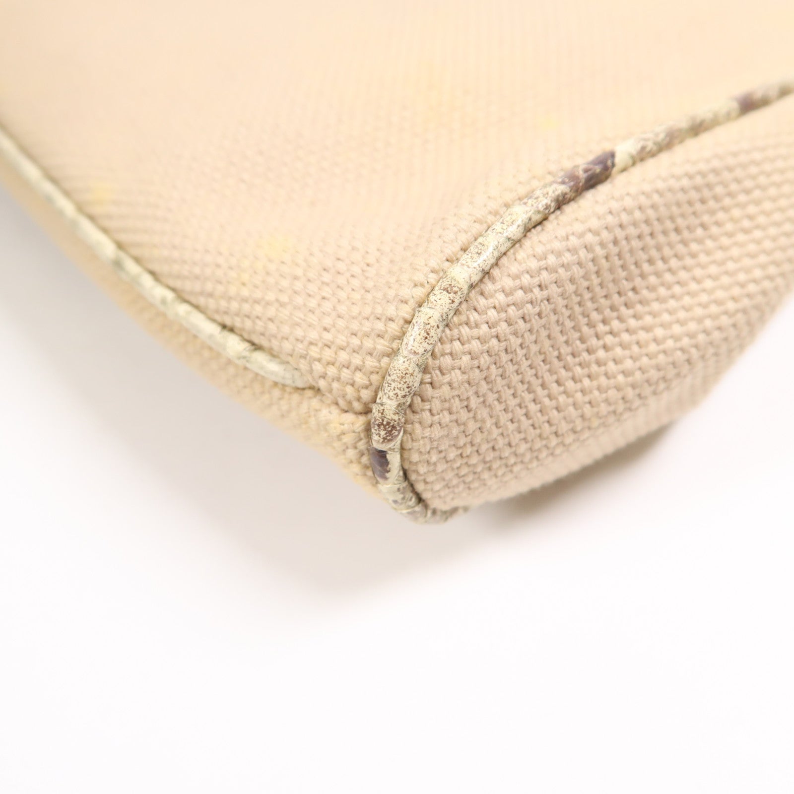 CHANEL 【激減優惠】蛇皮皮革/帆布Shoulder Bag銀扣肩背袋