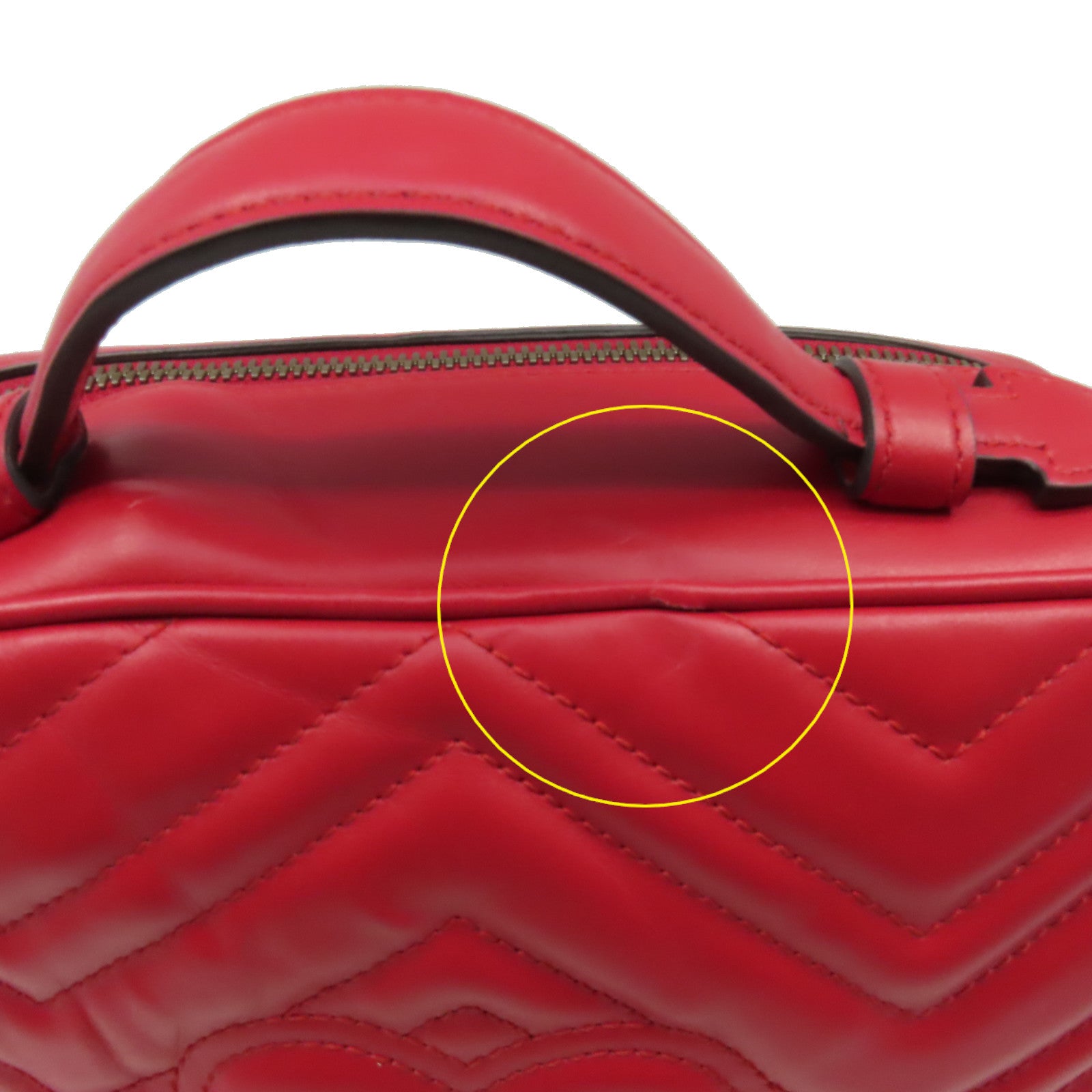 GUCCI **【激減優惠】牛皮皮革GG Marmont 2Way Shoulder Bag金扣鏈帶手挽肩背兩用袋紅色
