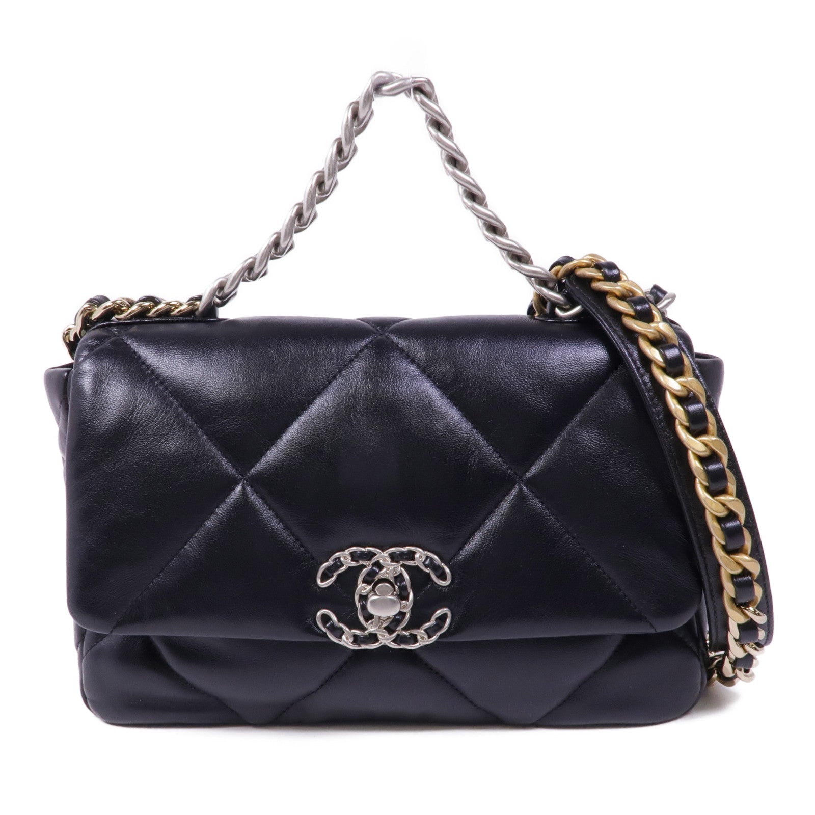 CHANEL 羊皮皮革Chanel 19 Small鏈帶手挽肩背兩用袋