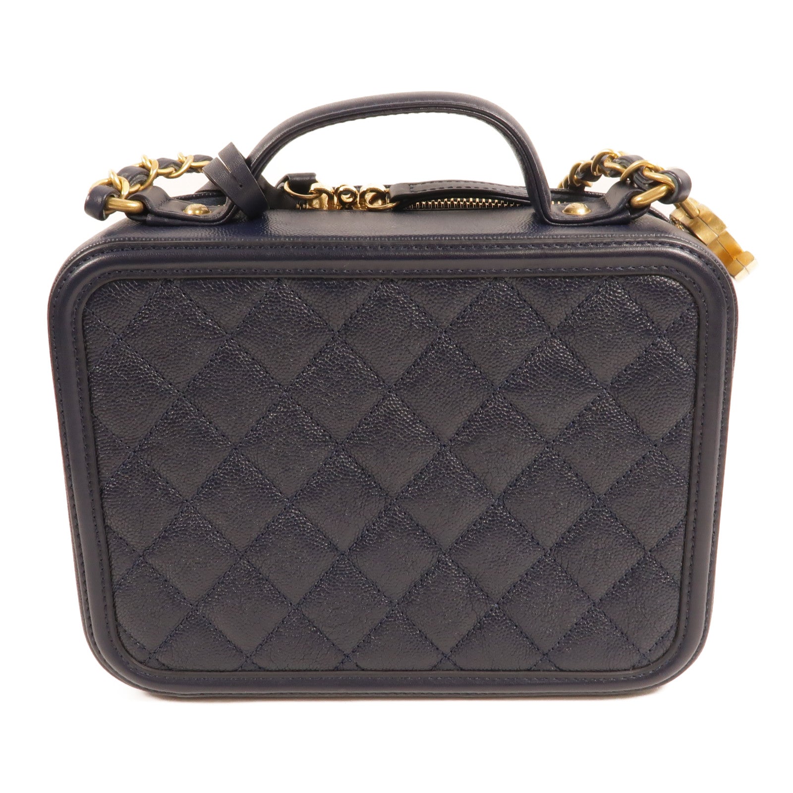 CHANEL 牛皮皮革Filigree Vanity Case手挽肩背兩用袋