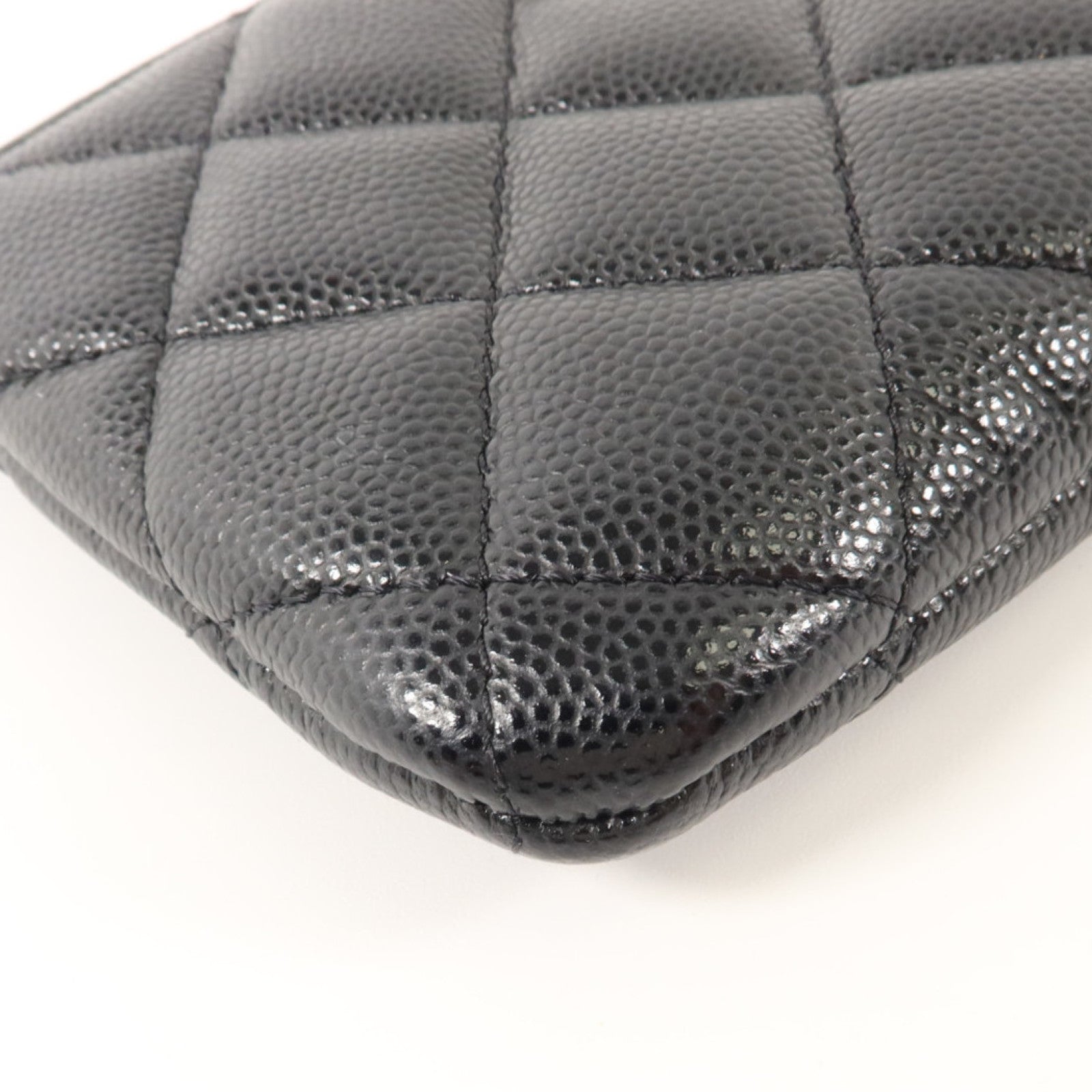 CHANEL 牛皮皮革Mini O Case Zip Pouch銀扣小袋
