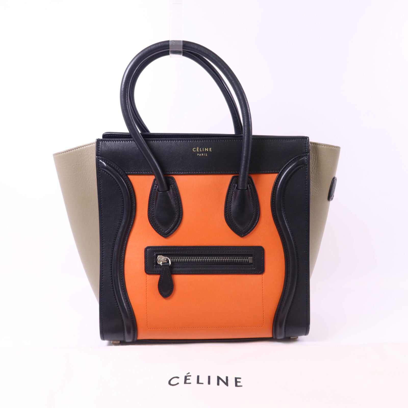 CELINE 牛皮皮革Micro Luggage銀扣手挽袋