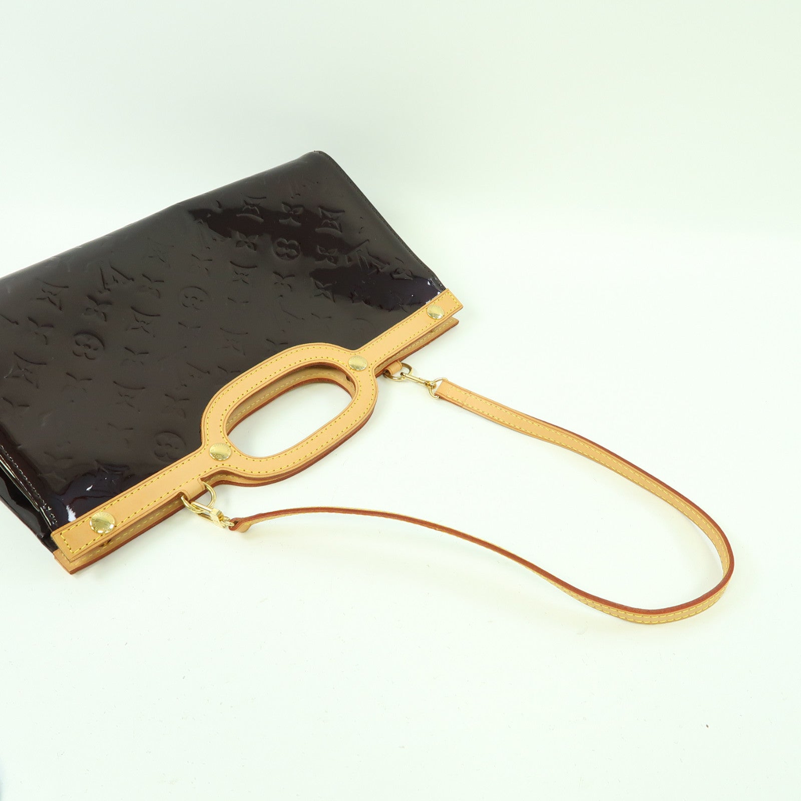 LOUIS VUITTON Monogram Vernis Roxbury Drive金扣手挽肩背兩用袋酒紅色