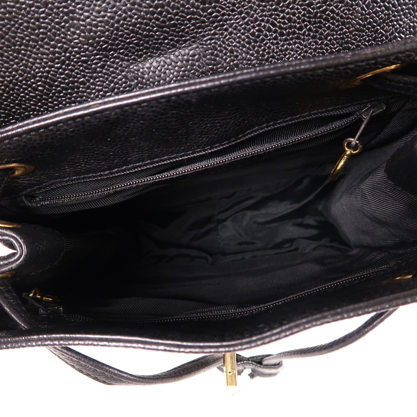 CHANEL Caviar皮革Triple CC Backpack金扣背包黑色