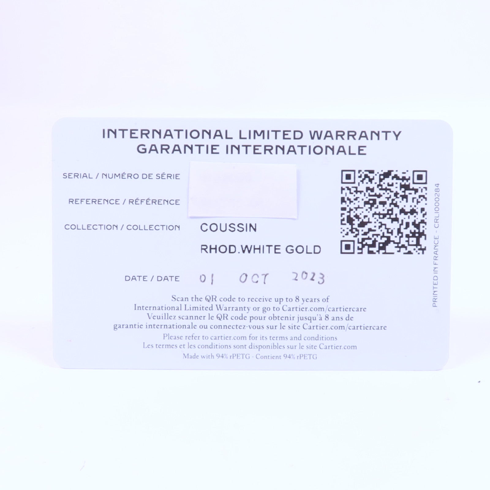 CARTIER Coussin De白金/鑽石手錶石英機芯黑色