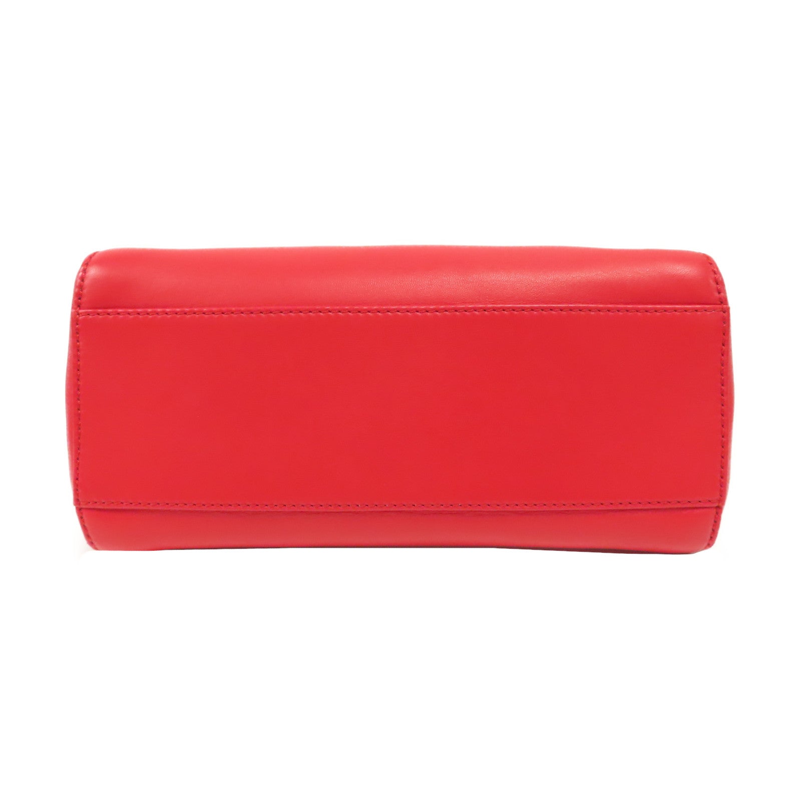FENDI 羊皮皮革Mini Peekaboo銀扣手挽肩背兩用袋紅色