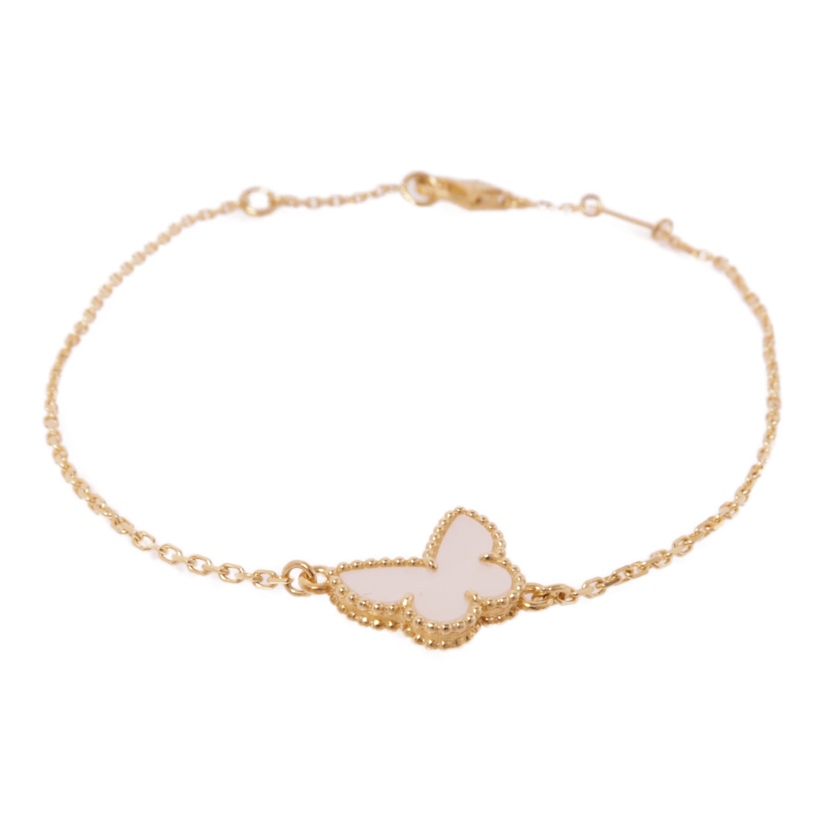 Van Cleef & Arpels 18K黃金Sweet Butterflies珍珠母貝手鍊貝殻色