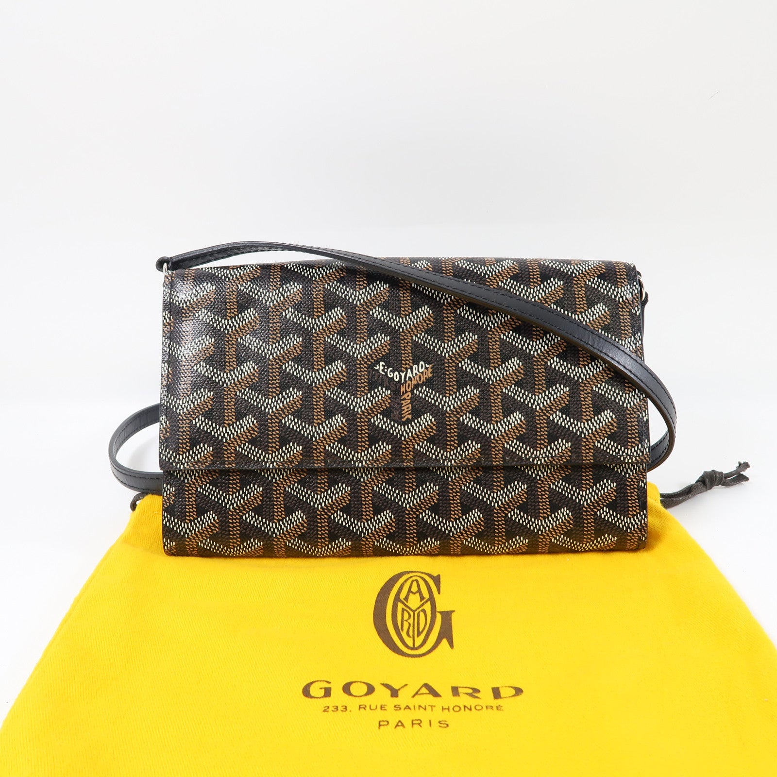 GOYARD 塗層帆布Varenne Continental銀扣肩背袋黑色/啡色