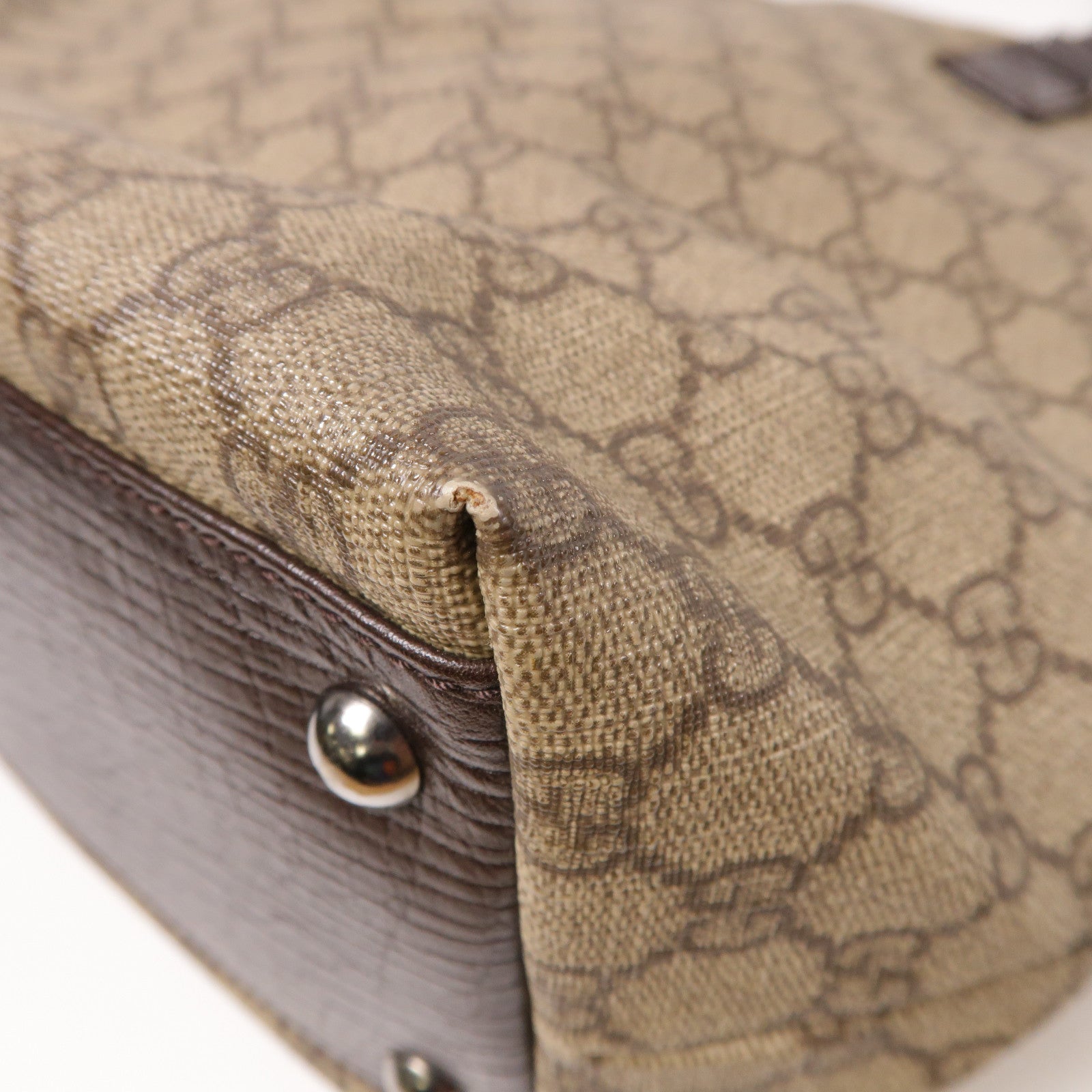 GUCCI 塗層帆布Hand Bag銀扣手挽袋啡色