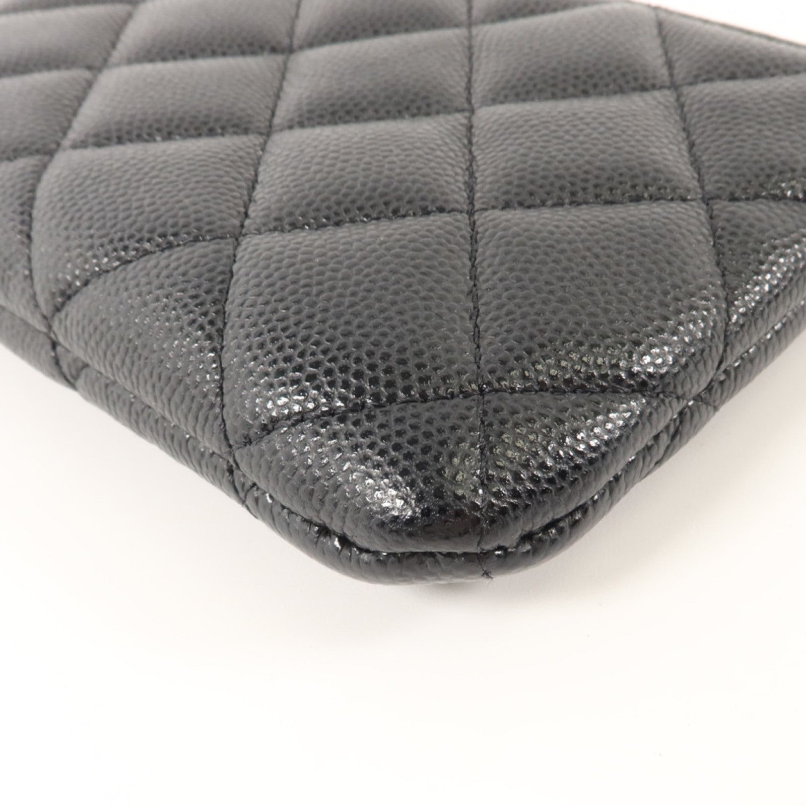 CHANEL 牛皮皮革Mini O Case Zip Pouch銀扣小袋